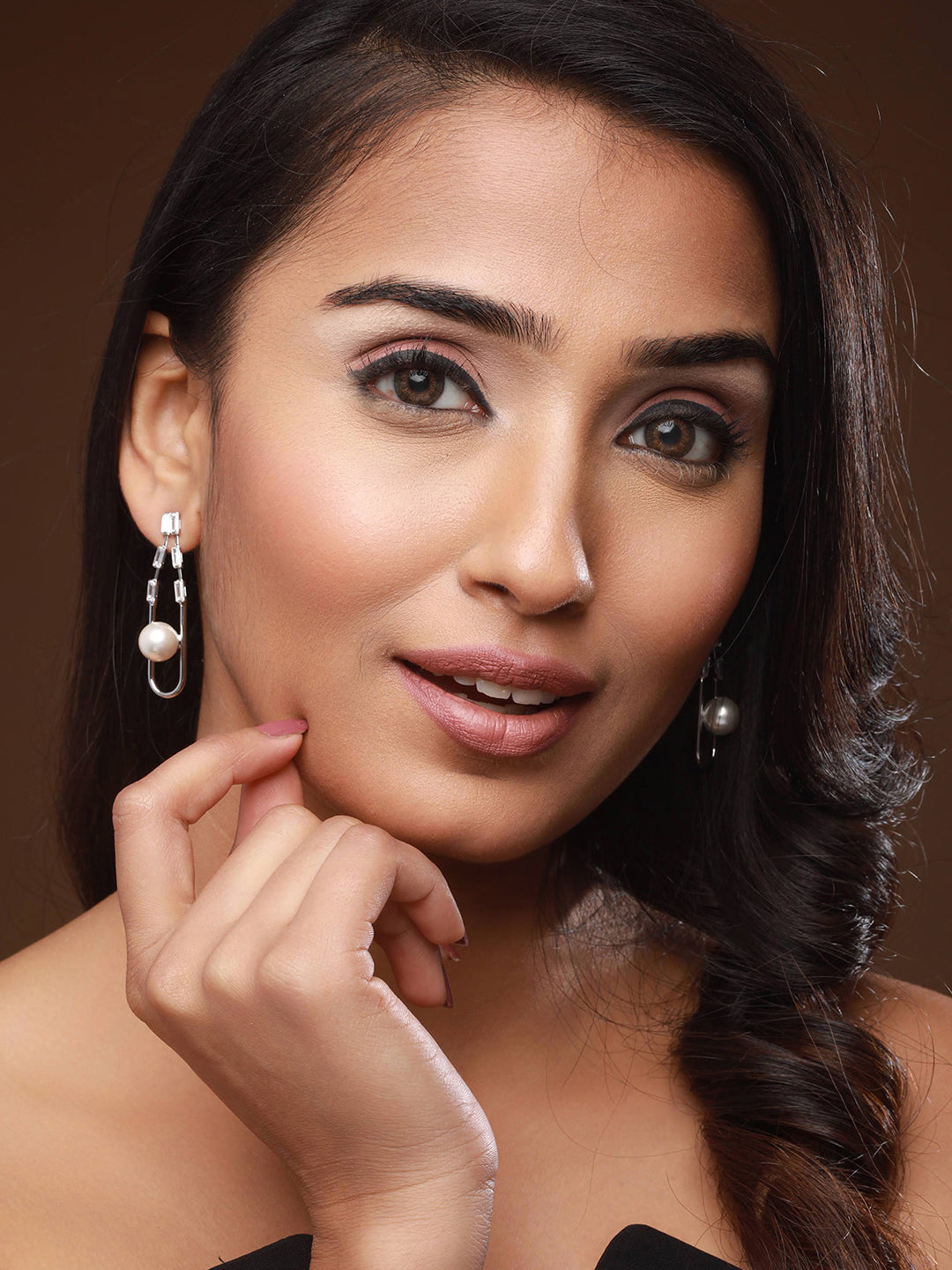 Silver-Plated Contemporary Pearl Beaded Drop Earrings - Jazzandsizzle