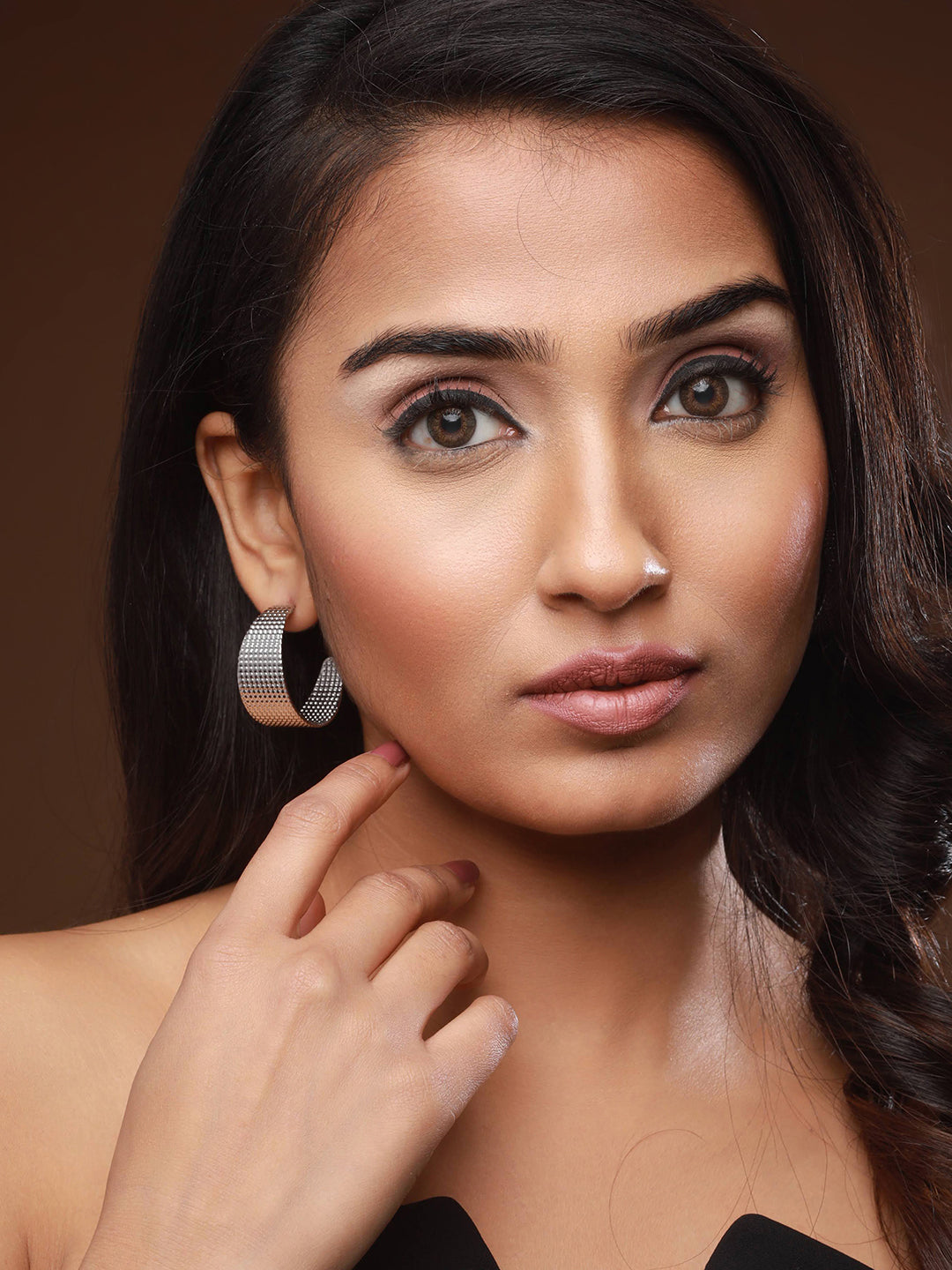 Silver-Plated Contemporary Half Hoop Earrings - Jazzandsizzle