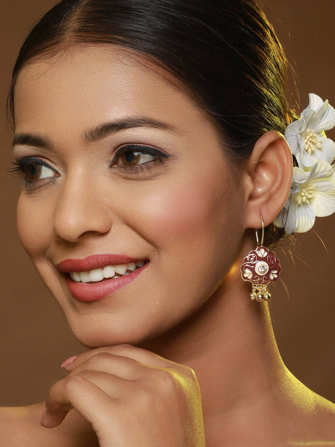 Set of 2 Maroon & Blue Meenakari Gold-Plated Drop Earrings - Jazzandsizzle