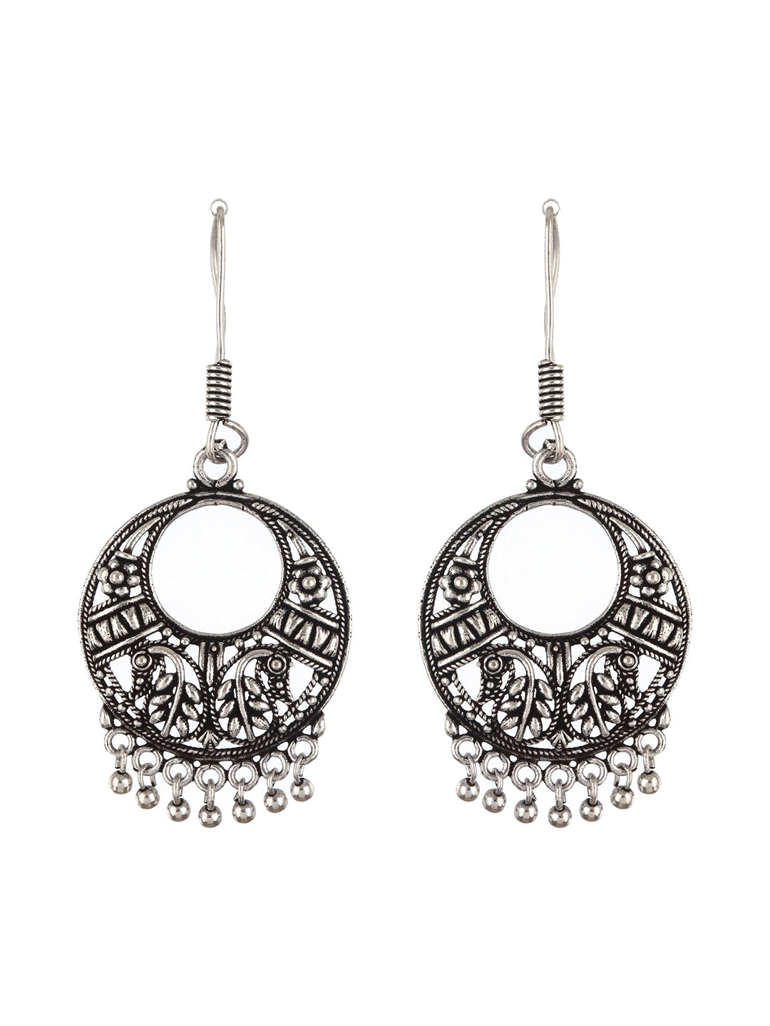 Set Of 2 Silver Plated Brid Shaped Hoop & Chandbali Earrings - Jazzandsizzle