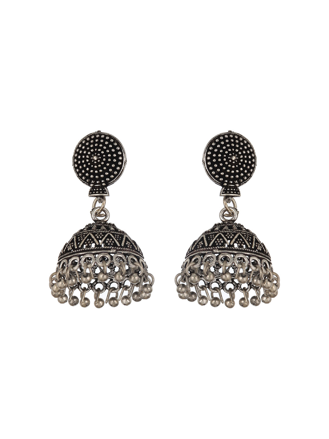 Silver-Plated Circular Shaped Oxidized Jewellery Set - Jazzandsizzle