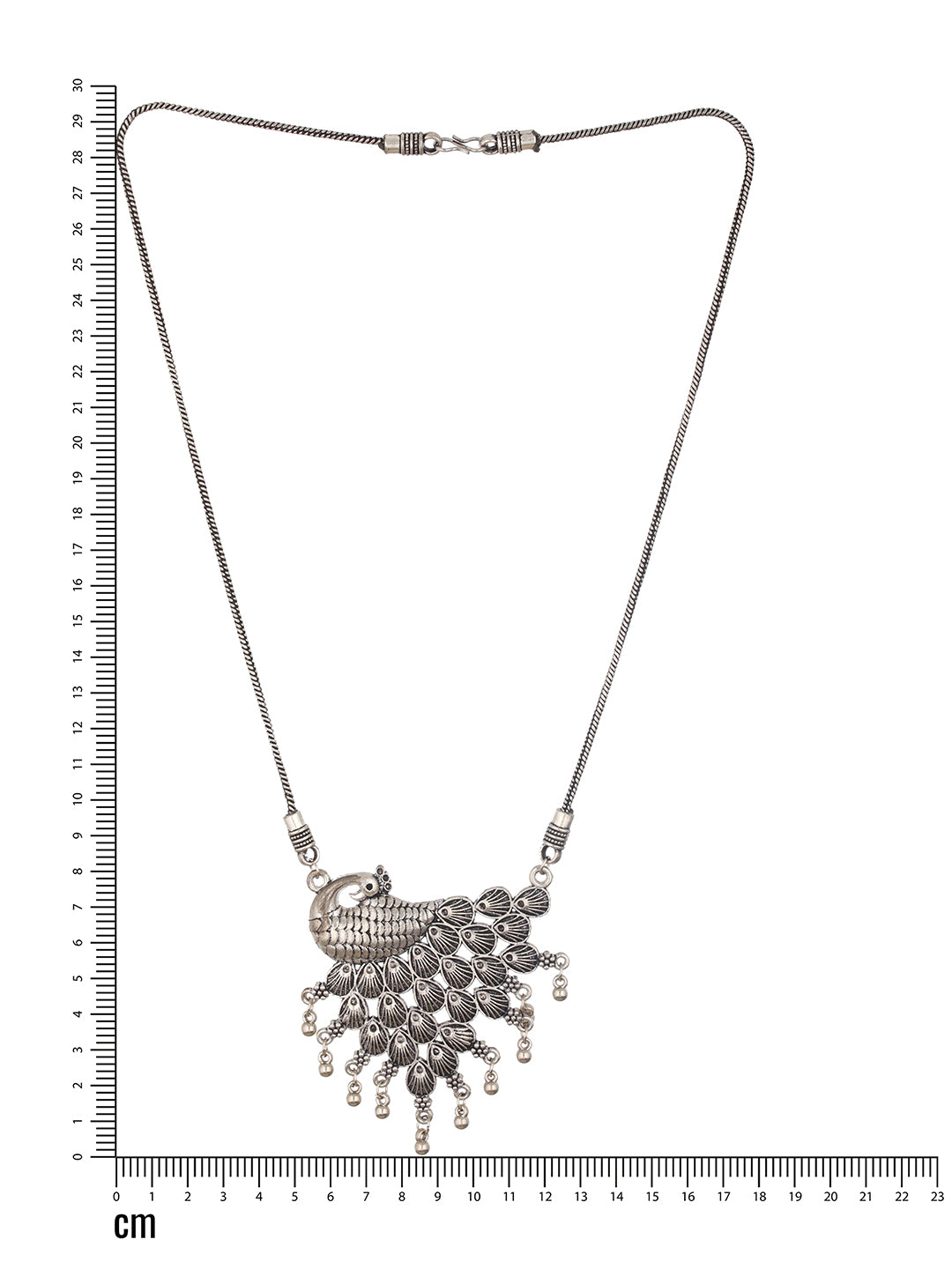Silver Plated Peacock Shaped Oxidised Necklace - Jazzandsizzle