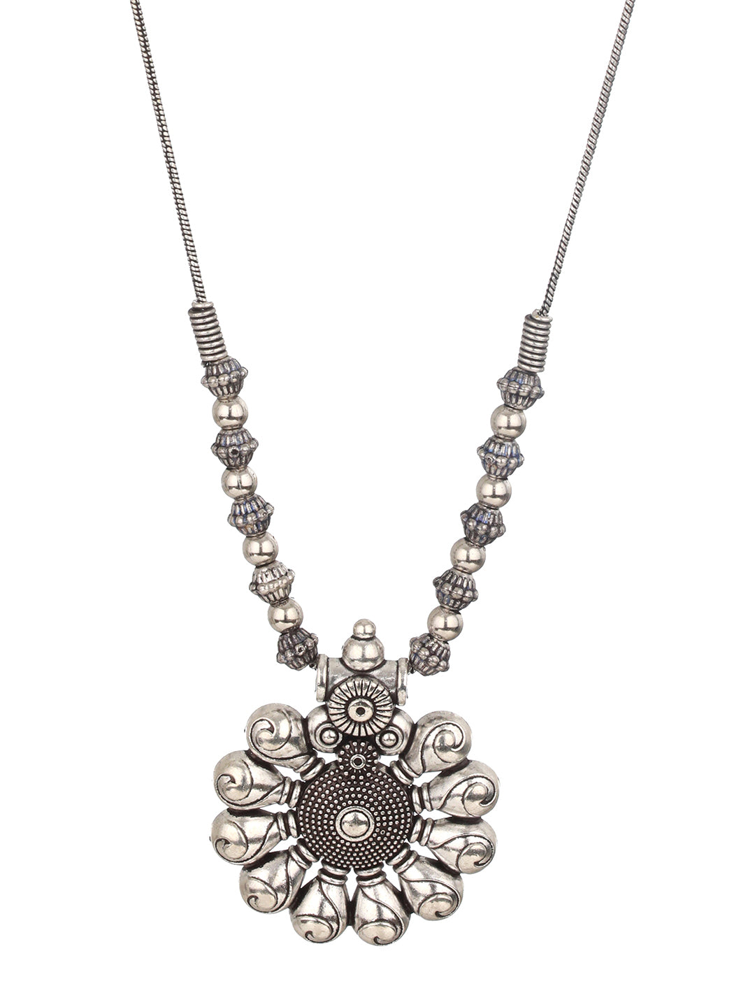Silver-Plated Circular Shaped Oxidized Jewellery Set - Jazzandsizzle