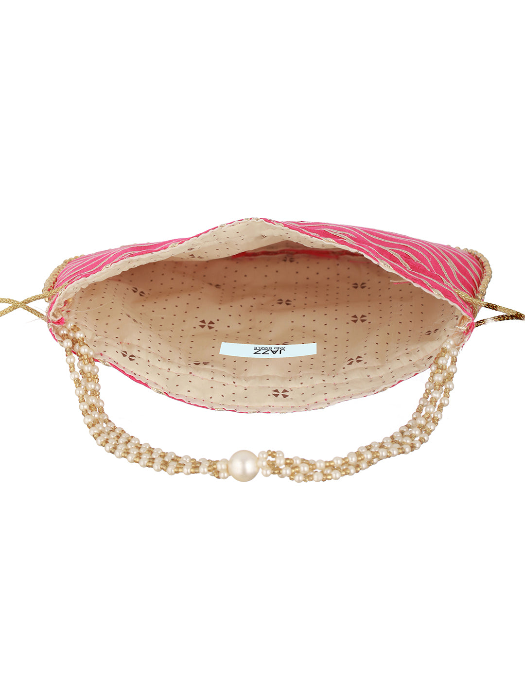 Hot Pink & Gold Embellished Potli Clutch - Jazzandsizzle