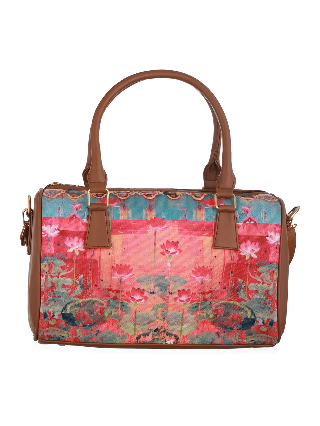 Lotus Motifs Printed Duffel Bag - Jazzandsizzle