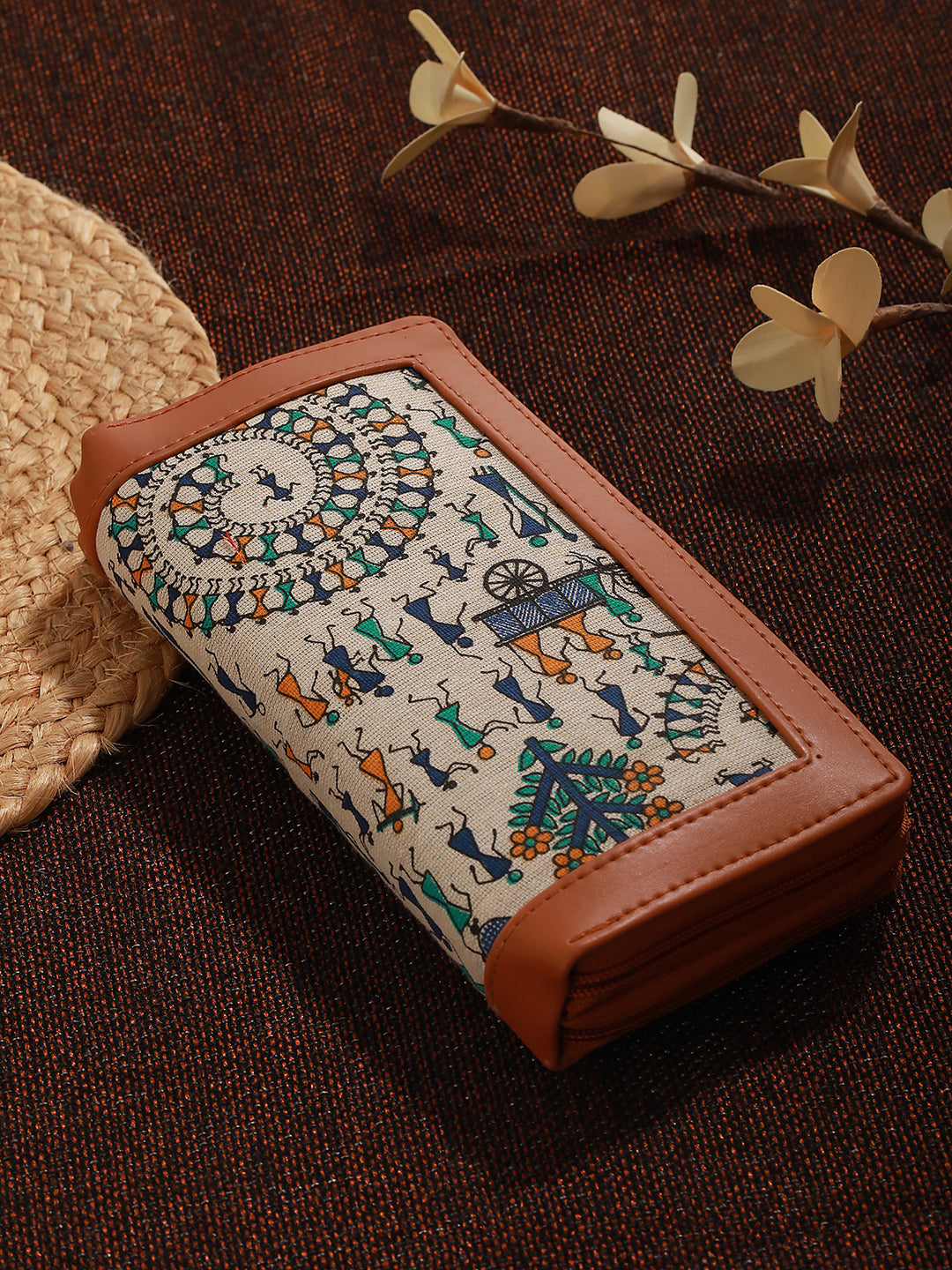 Women White & Blue Printed PU Zip Around Wallet - Jazzandsizzle