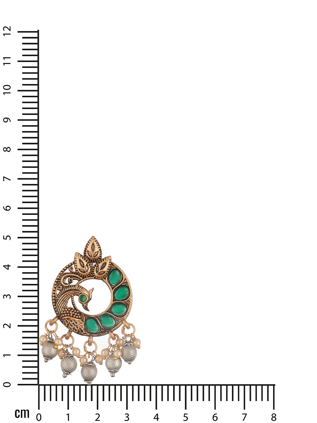 Jazz And Sizzle Gold-Plated Artificial Stone Studded & Beaded Peacock Shaped Drop Earrings