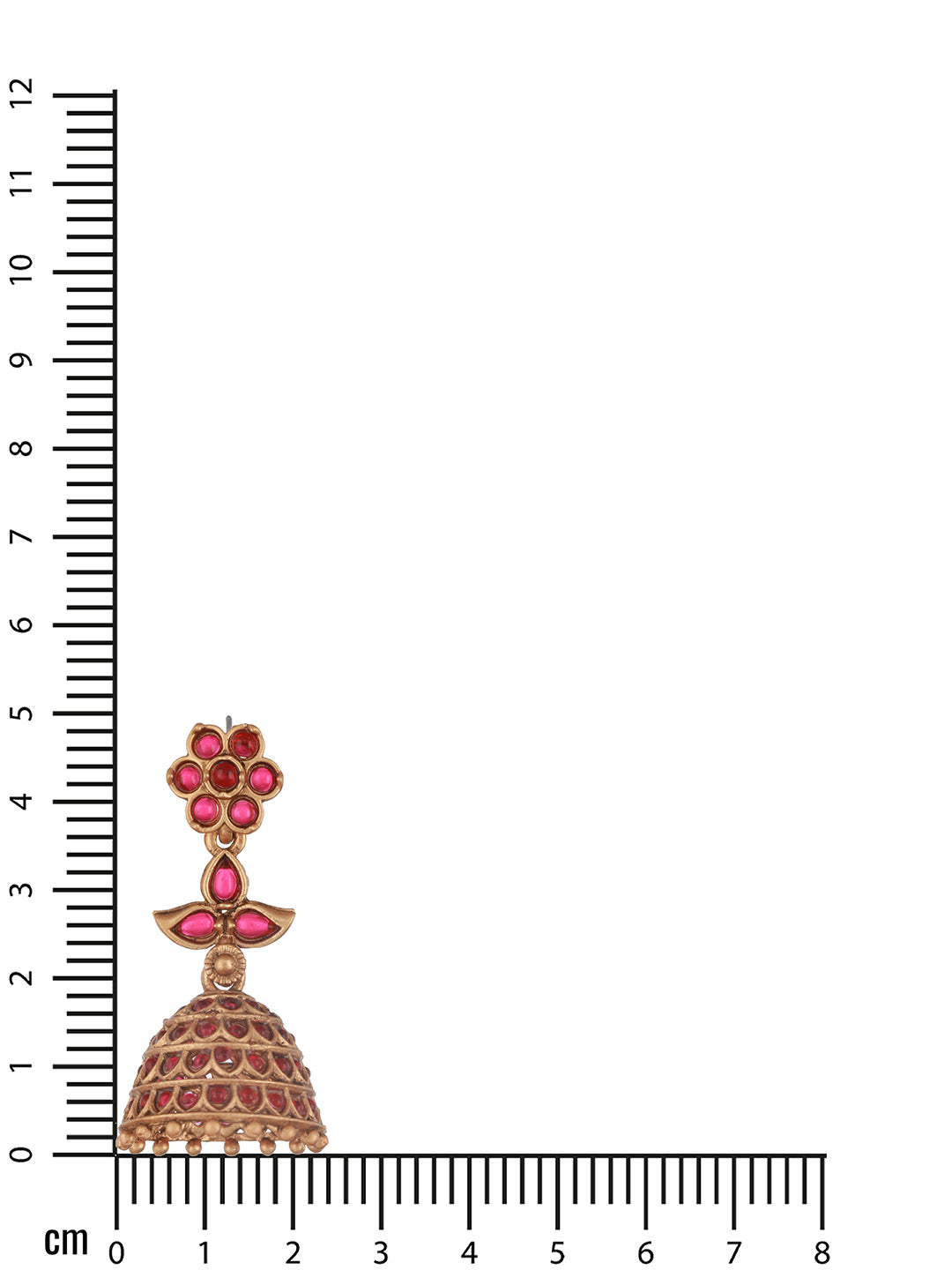 Jazz And Sizzle Gold-Plated Faux Ruby Studded Beads Beaded Floral Shaped Jhumka Earrings