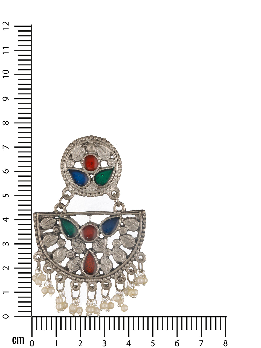 Jazz And Sizzle Silver-Plated Multicolored Enameled & Beaded Chandbali Earrings