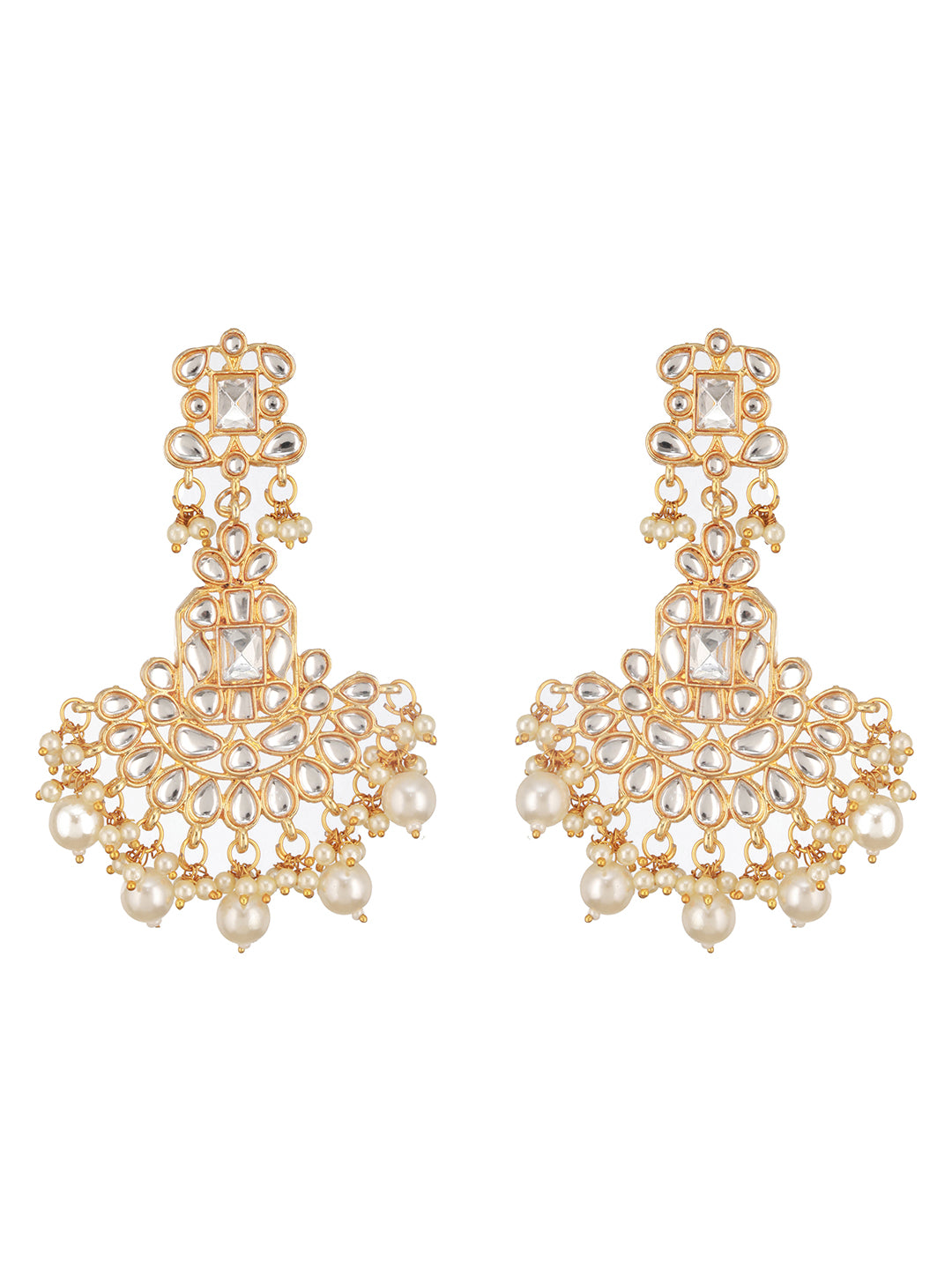 Jazz And Sizzle Gold Plated kundan Studded & Faux Pearl Beaded Choker Jewellery Set with Maangtikka