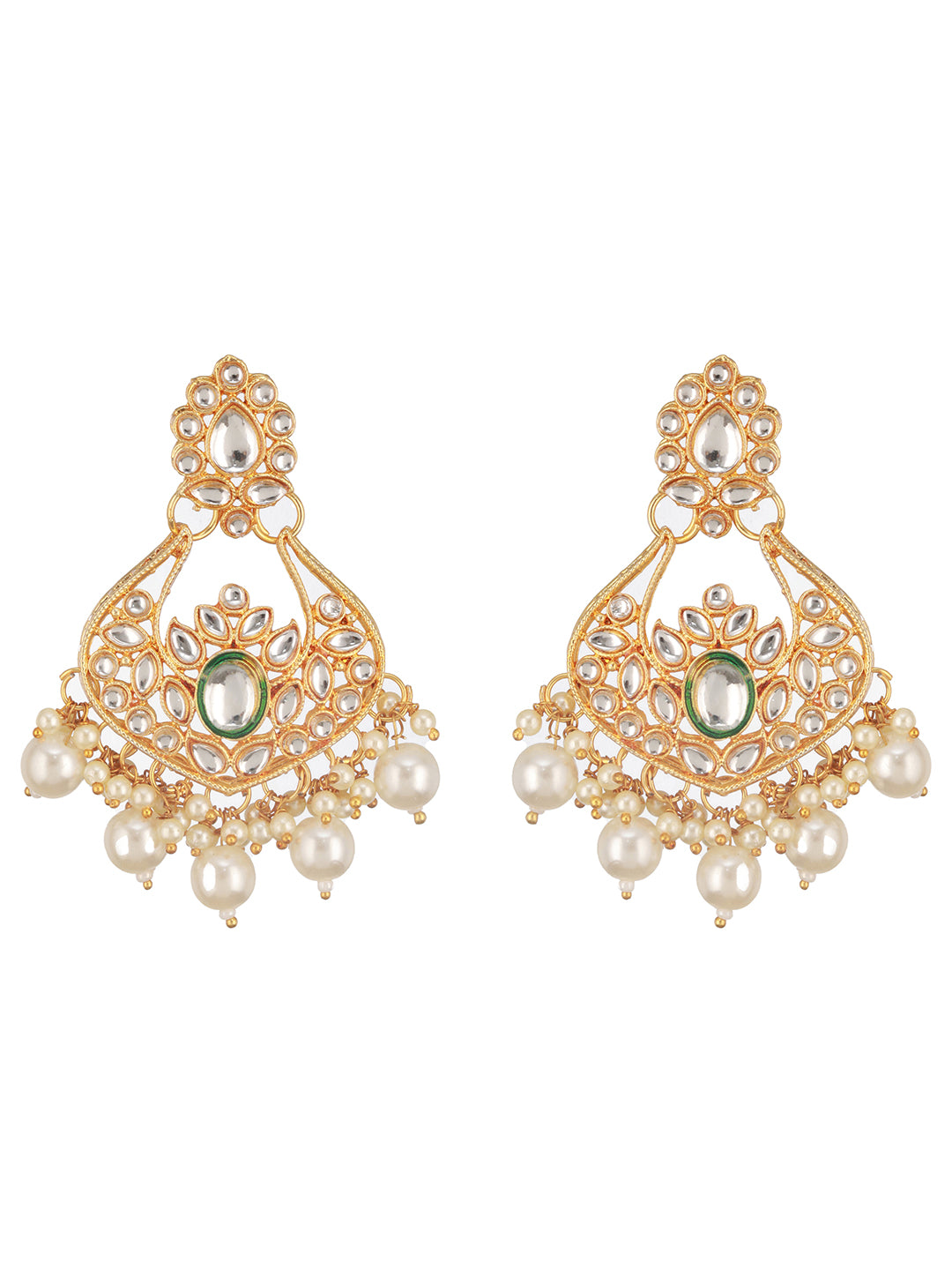 Jazz and Sizzle Gold Plated Kundan Studded & Beaded Jewellery Set with Maangtikka