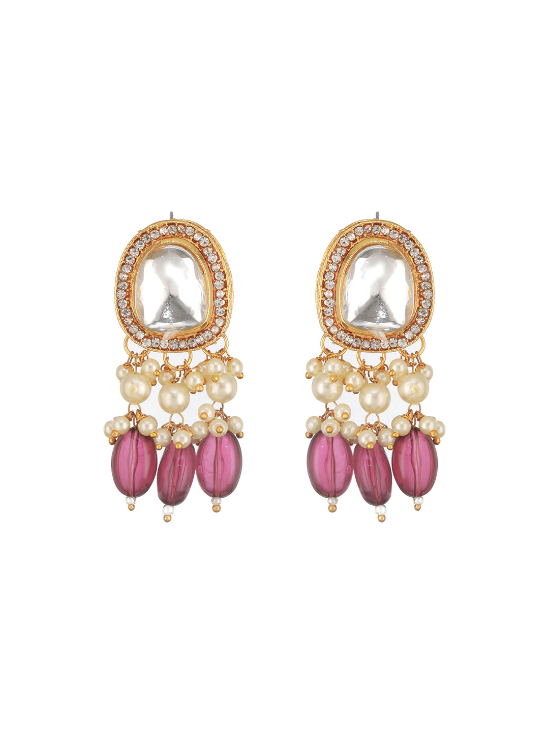 Jazz And Sizzle Gold Plated Kundan Studded & Beaded Jewelry Set With Maangtikka