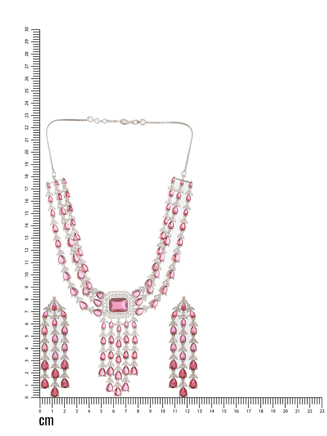 Jazz And Sizzle Rhodium-Plated Ruby Red American Diamond Studded Handcrafted Jewellery Set