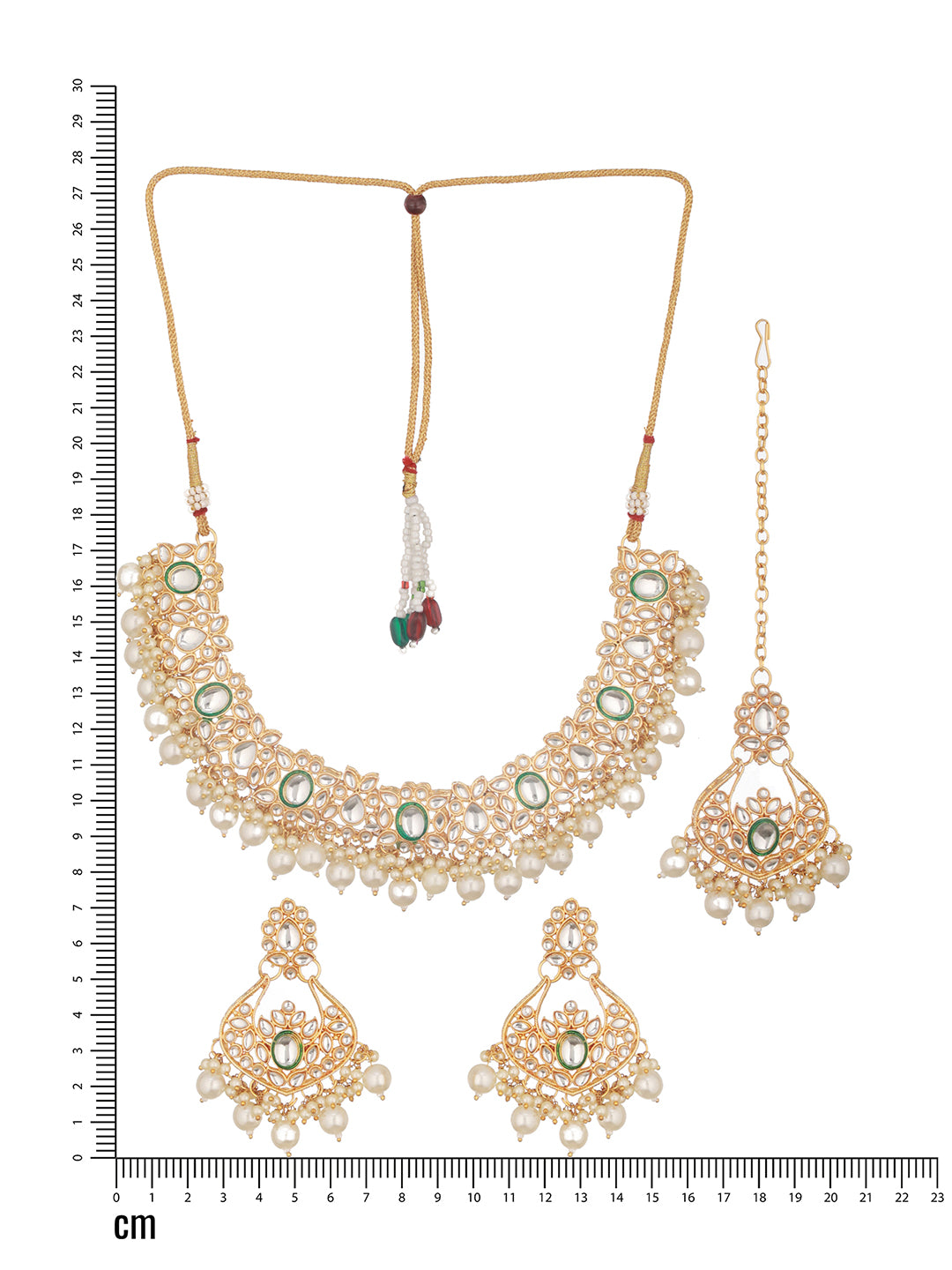 Jazz and Sizzle Gold Plated Kundan Studded & Beaded Jewellery Set with Maangtikka