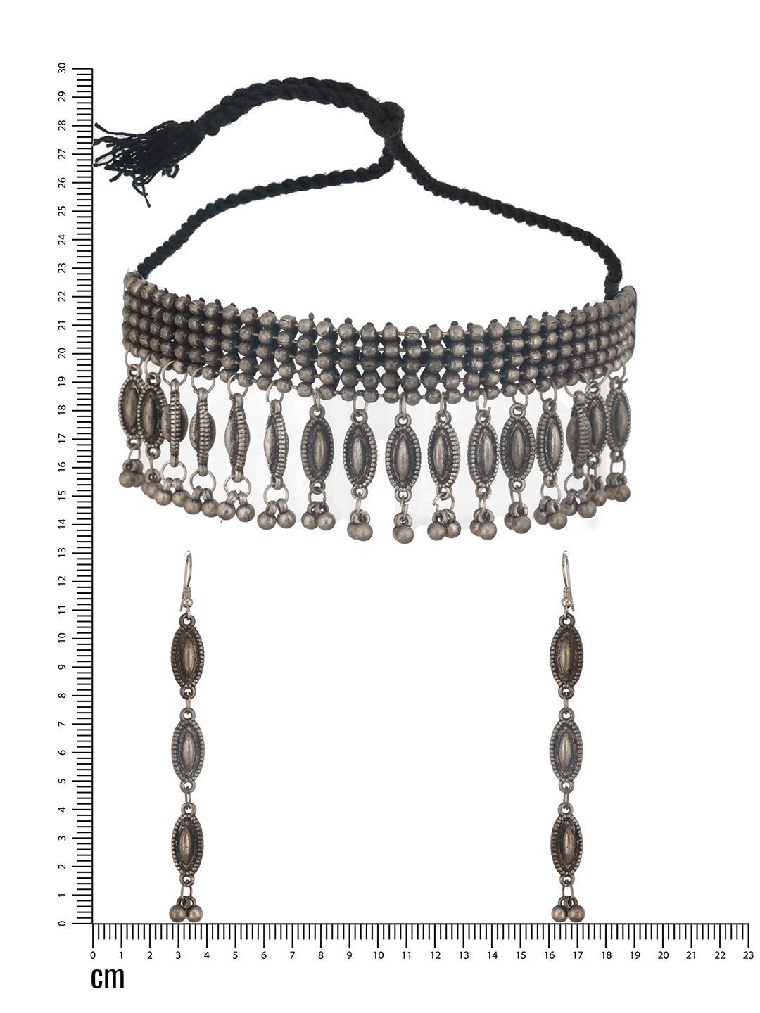 Jazz and Sizzle Metallic Silver Plated & Beaded Oxidized Jewellery Set