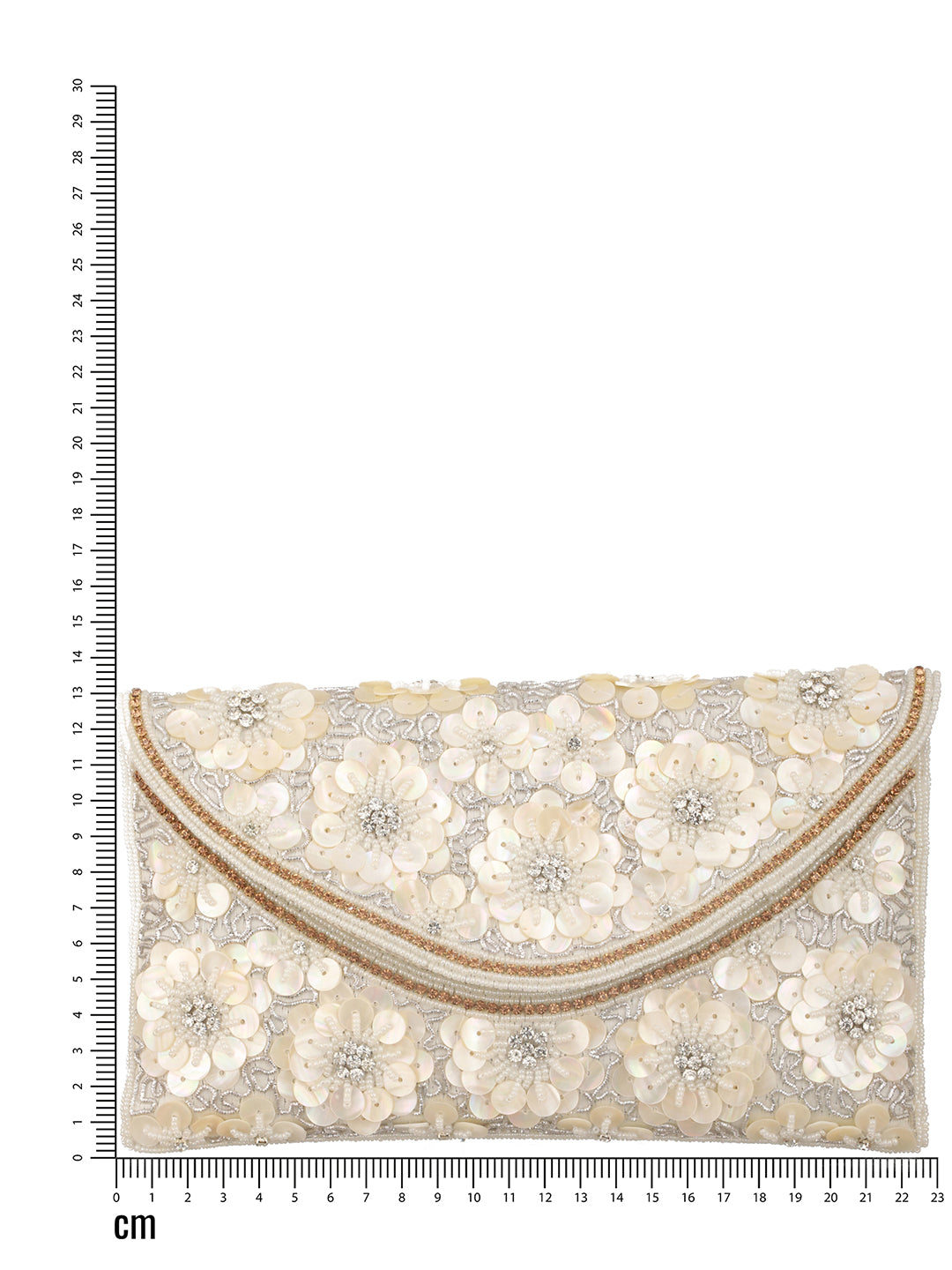 Jazz And Sizzle off White Sequin Work Beaded Clutch Bag