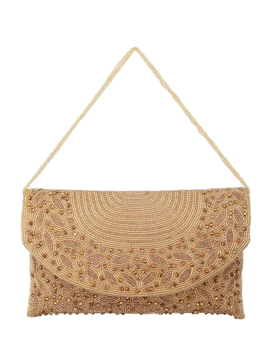 Jazz And Sizzle Golden Sequin Work Beaded Clutch Bag