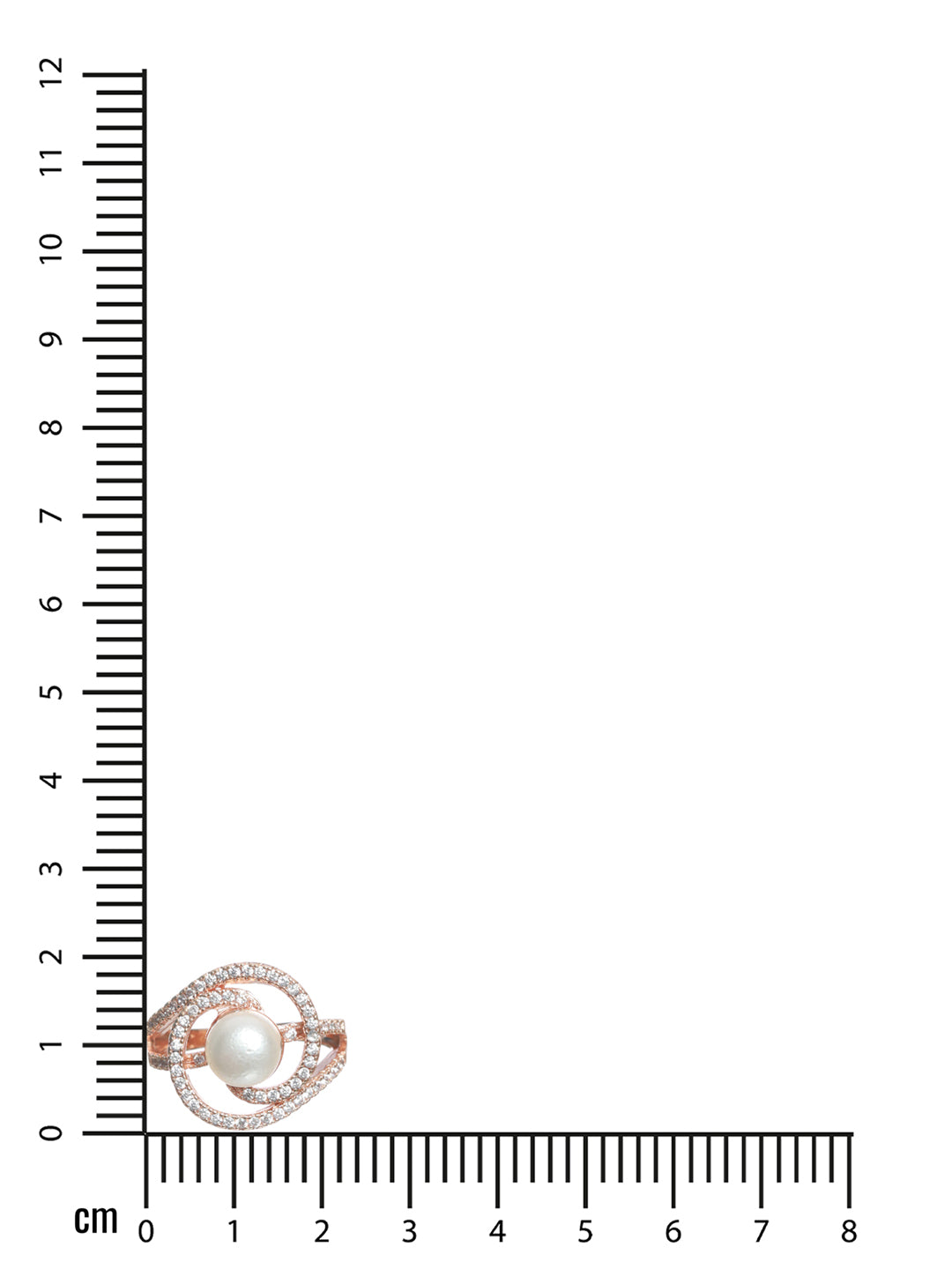 Rose Gold-Plated White Cz-Studded Adjustable Pearl Ring