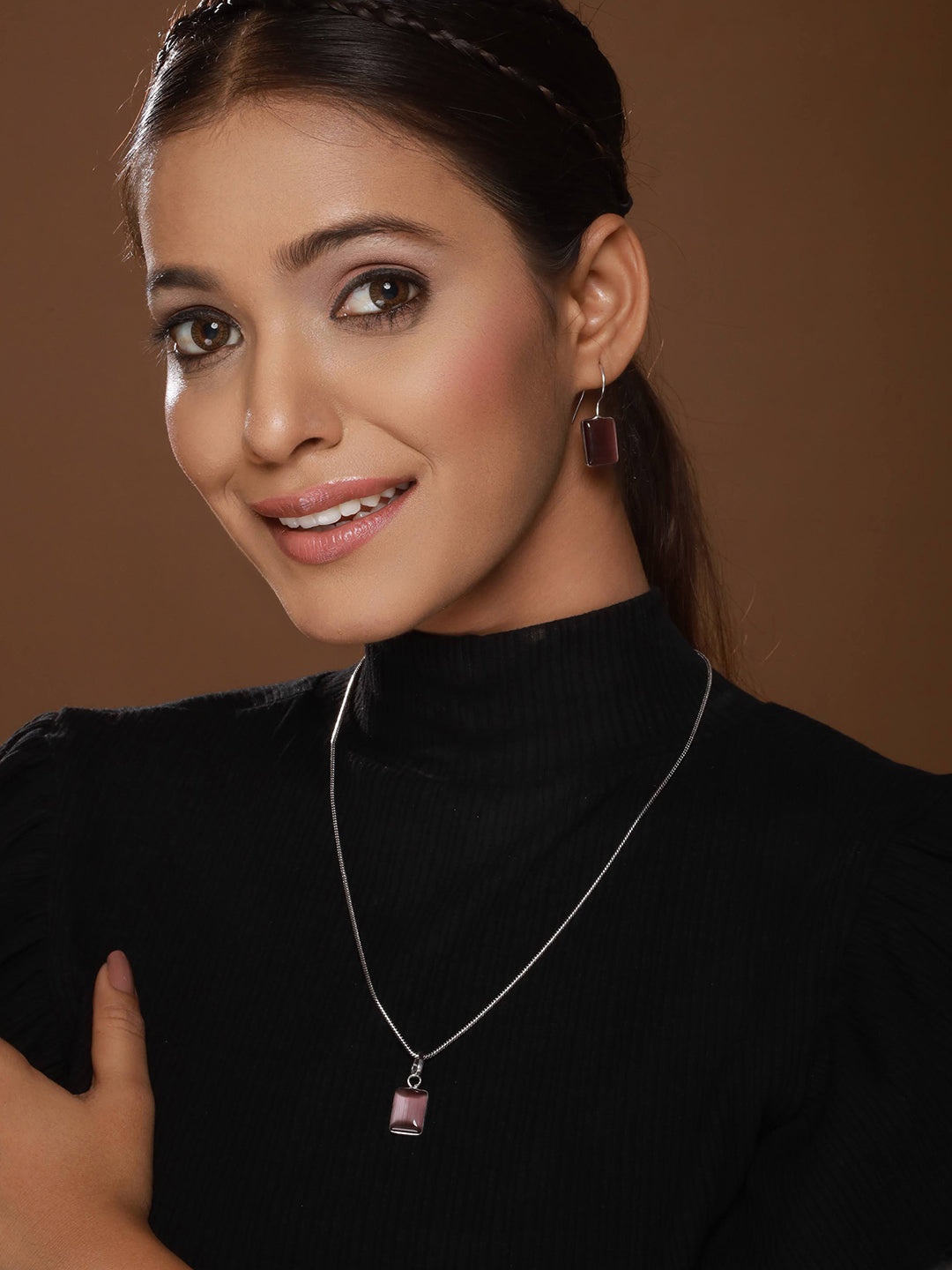 Silver-Plated Pink Stone-Studded Jewellery Set - Jazzandsizzle