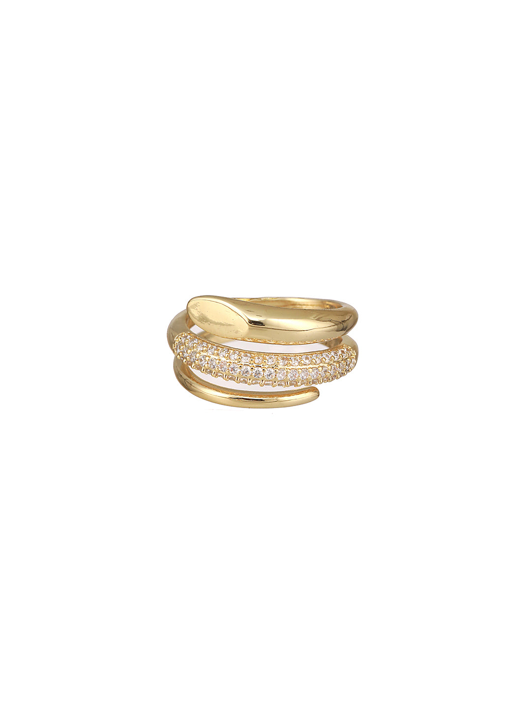 Gold-Plated AD-Studded Adjustable Finger Ring - Jazzandsizzle