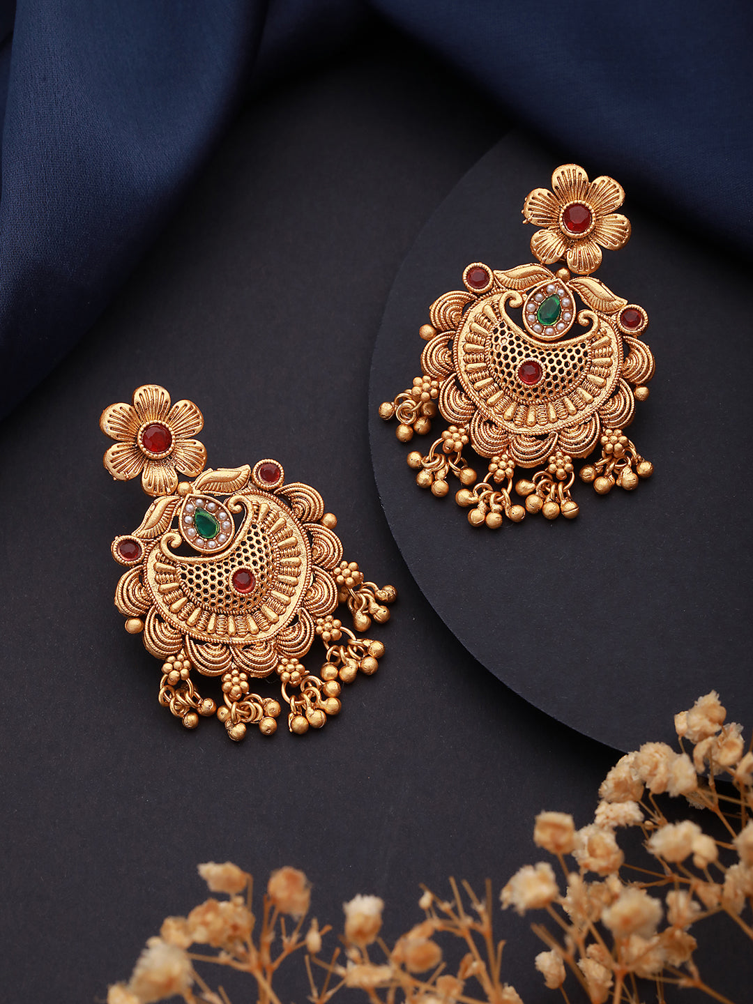 Gold-Toned Contemporary Jhumkas Earrings - Jazzandsizzle