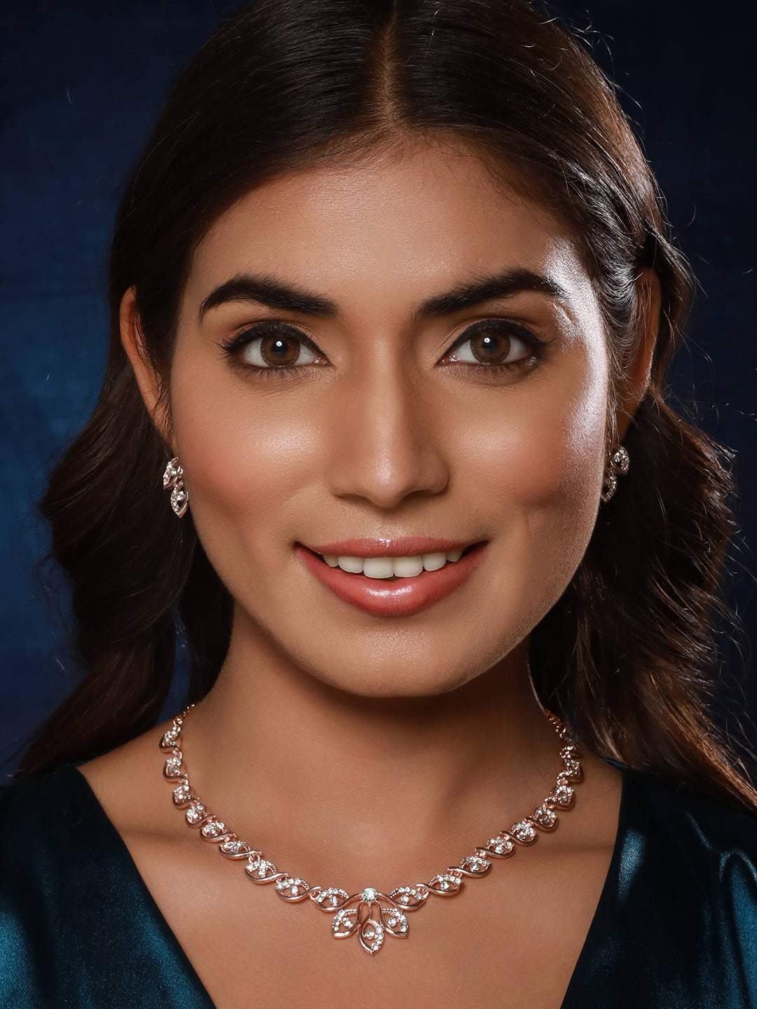 Jazz and Sizzle Set Of 2 Rose Gold Plated CZ Studded Jewellery Set