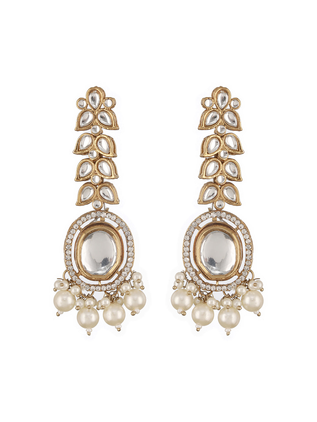 Jazz and Sizzle Gold-Plated Kundan Studded Classic Drop Earrings