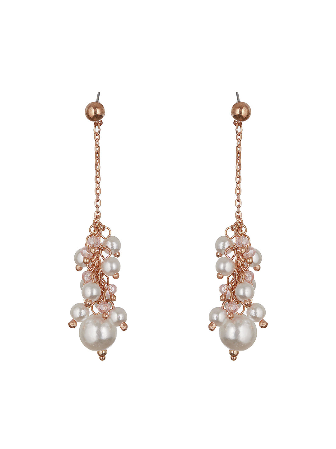 Gold-Plated String of Pearl Drop Earrings - Jazzandsizzle