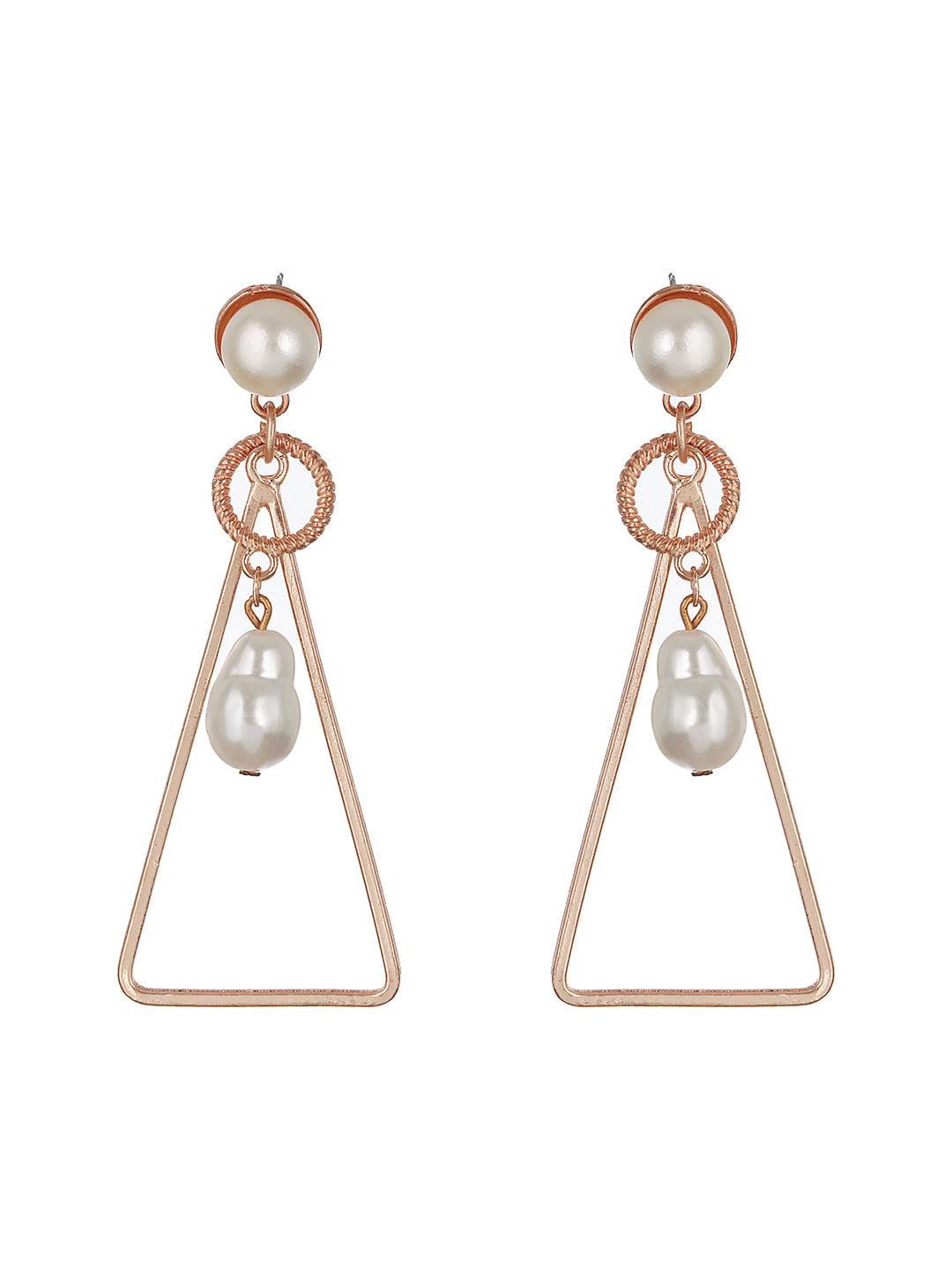 Gold Plated Geometric Pearl Drop Earring - Jazzandsizzle