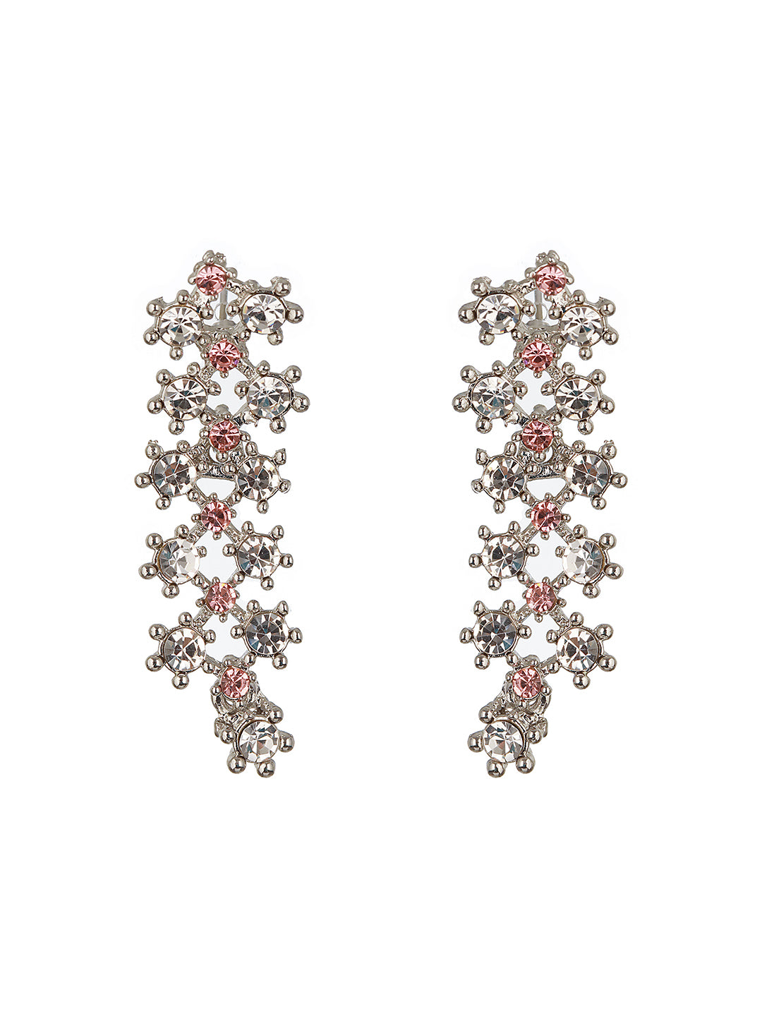 Rhodium-Plated American Diamond Studded Jewellery Set - Jazzandsizzle