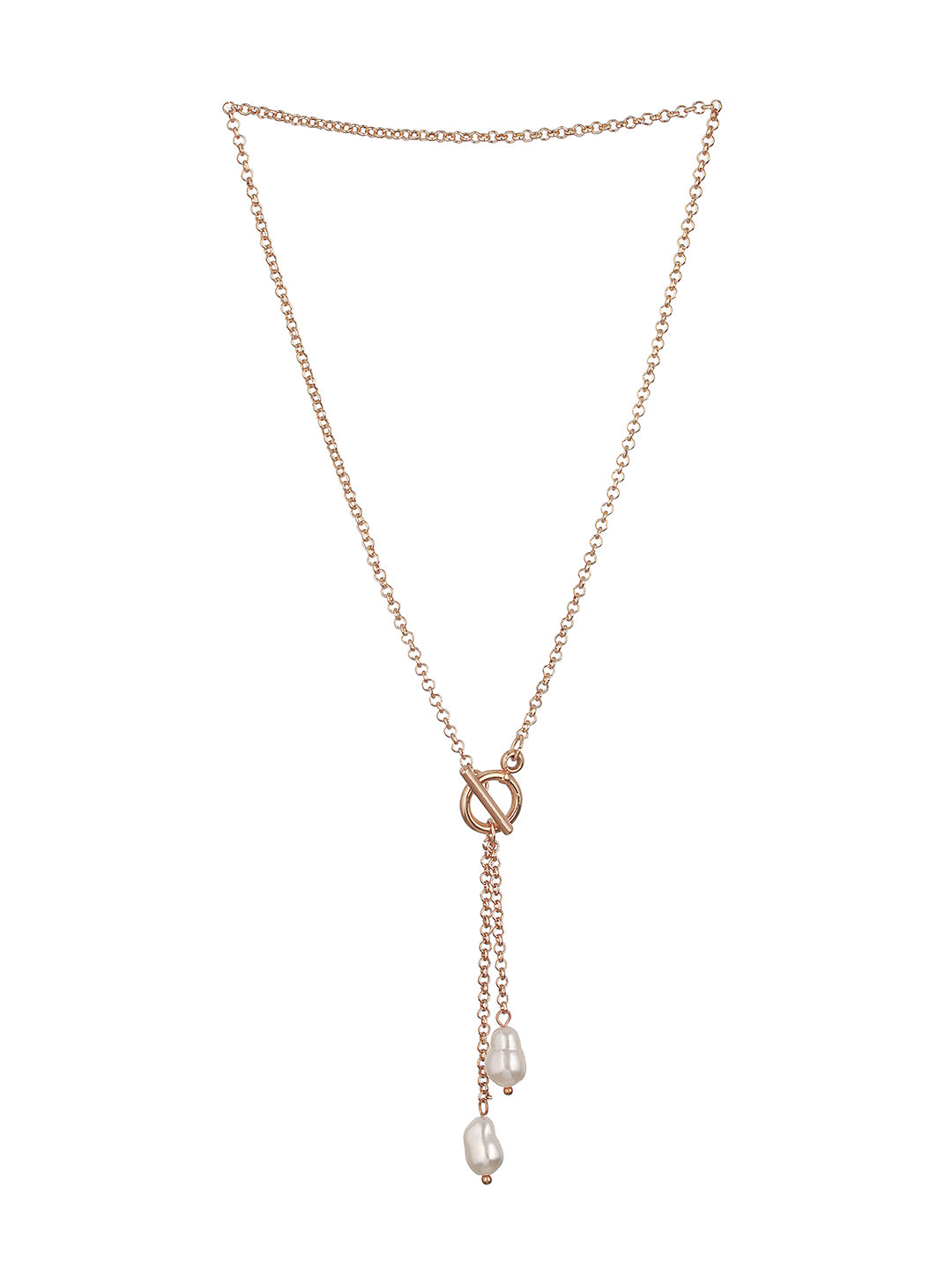 Gold Plated Handcrafted & White Pearl Interlinked Chain Necklace - Jazzandsizzle