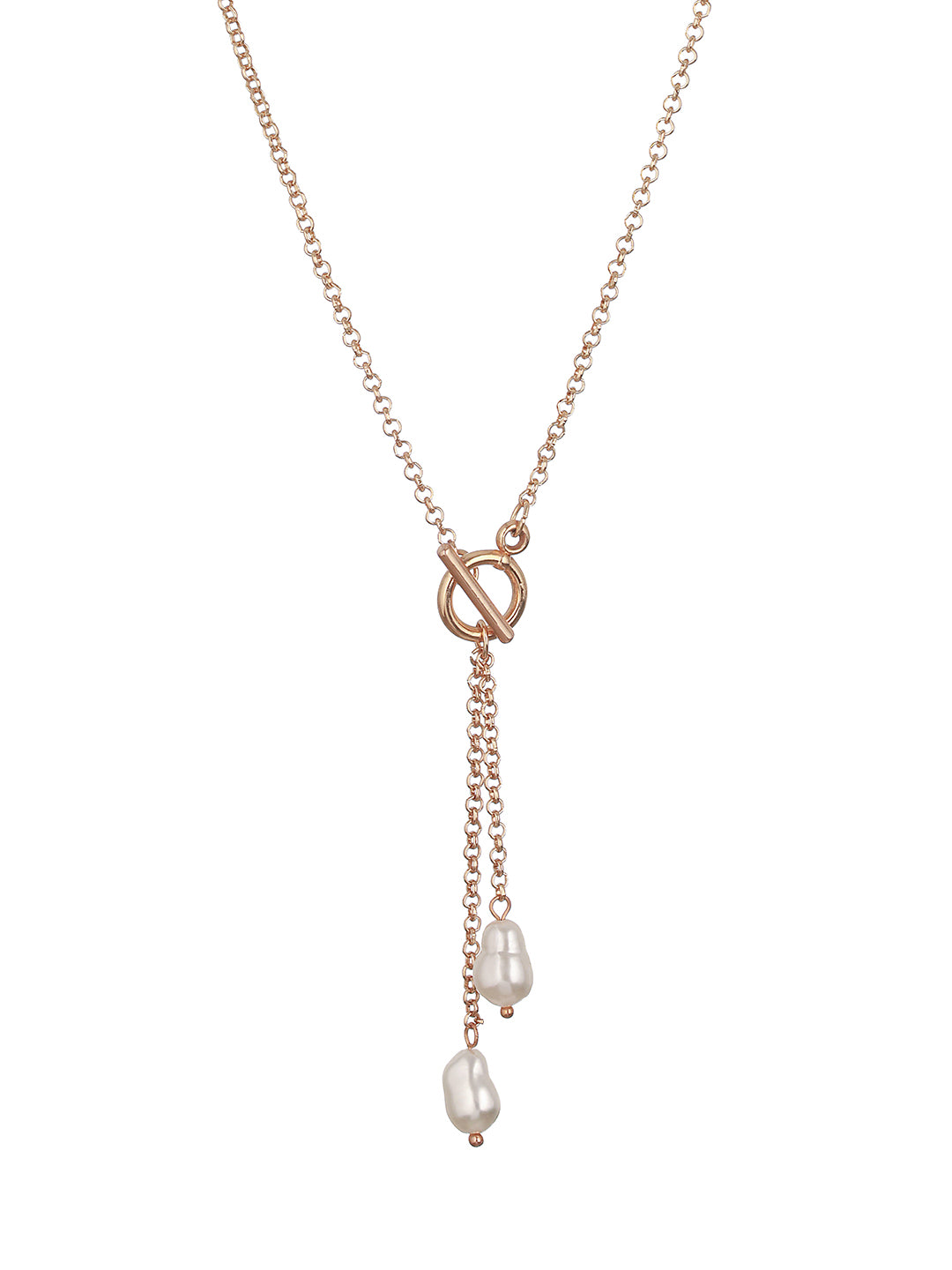 Gold Plated Handcrafted & White Pearl Interlinked Chain Necklace - Jazzandsizzle