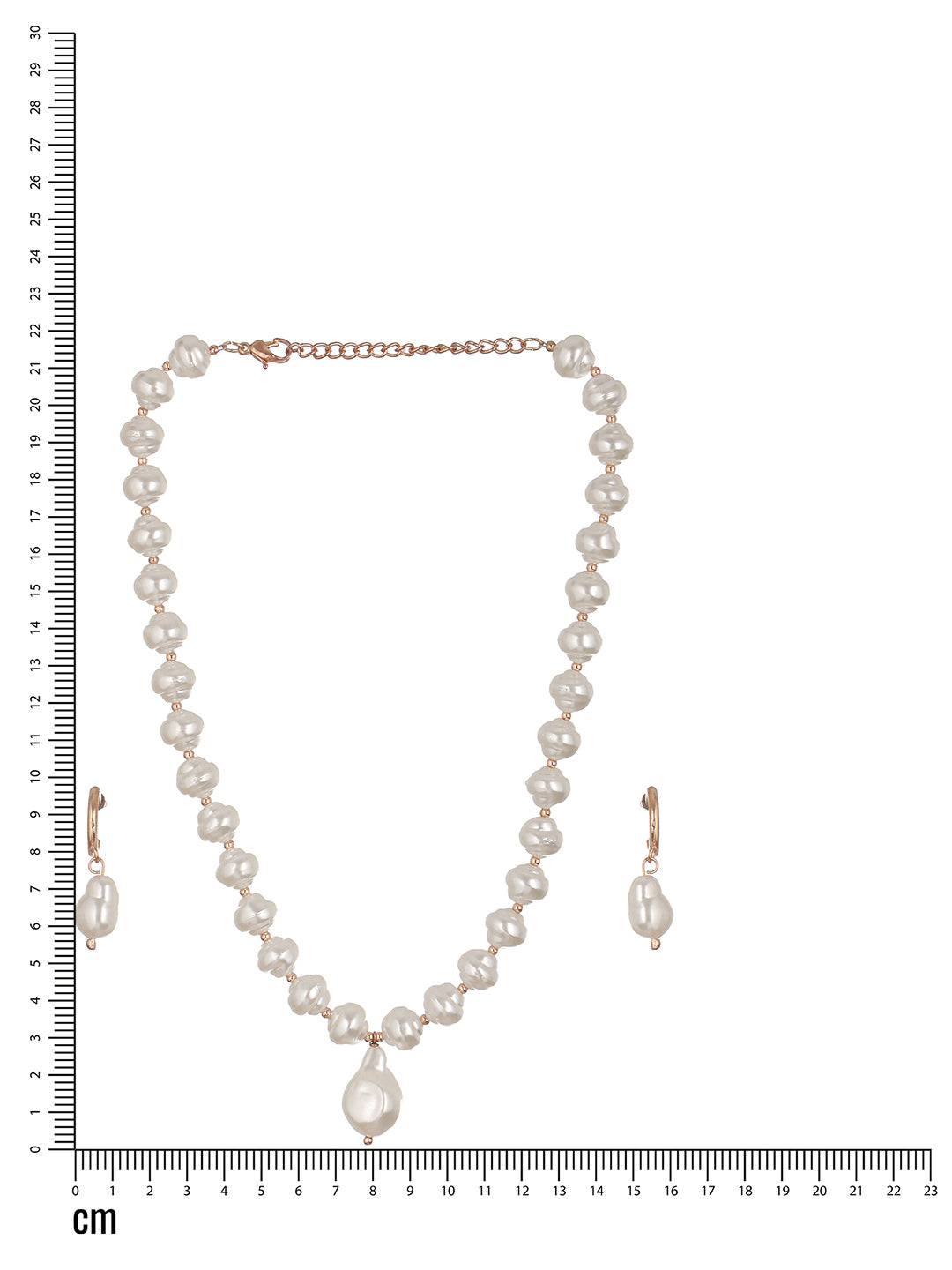 White & Gold-Toned Pearls Choker Necklace with Earrings - Jazzandsizzle