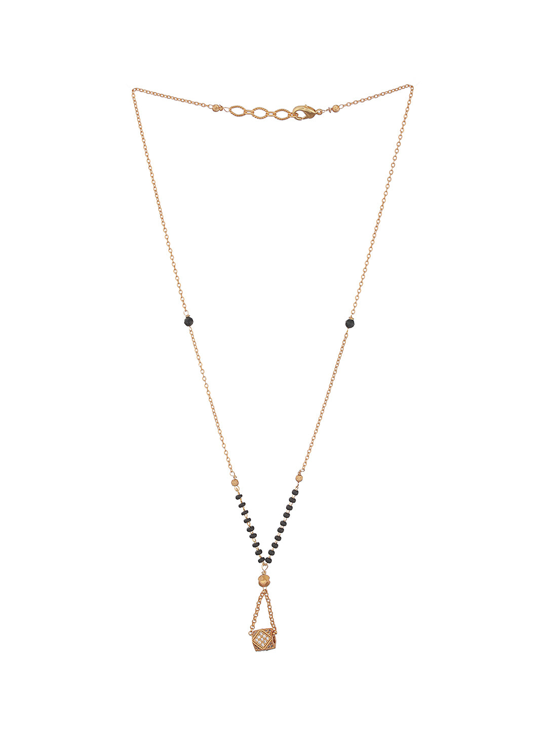 Jazz And Sizzle Gold-Plated Black & White CZ Stone-Studded Beaded Mangal sutra - Jazzandsizzle