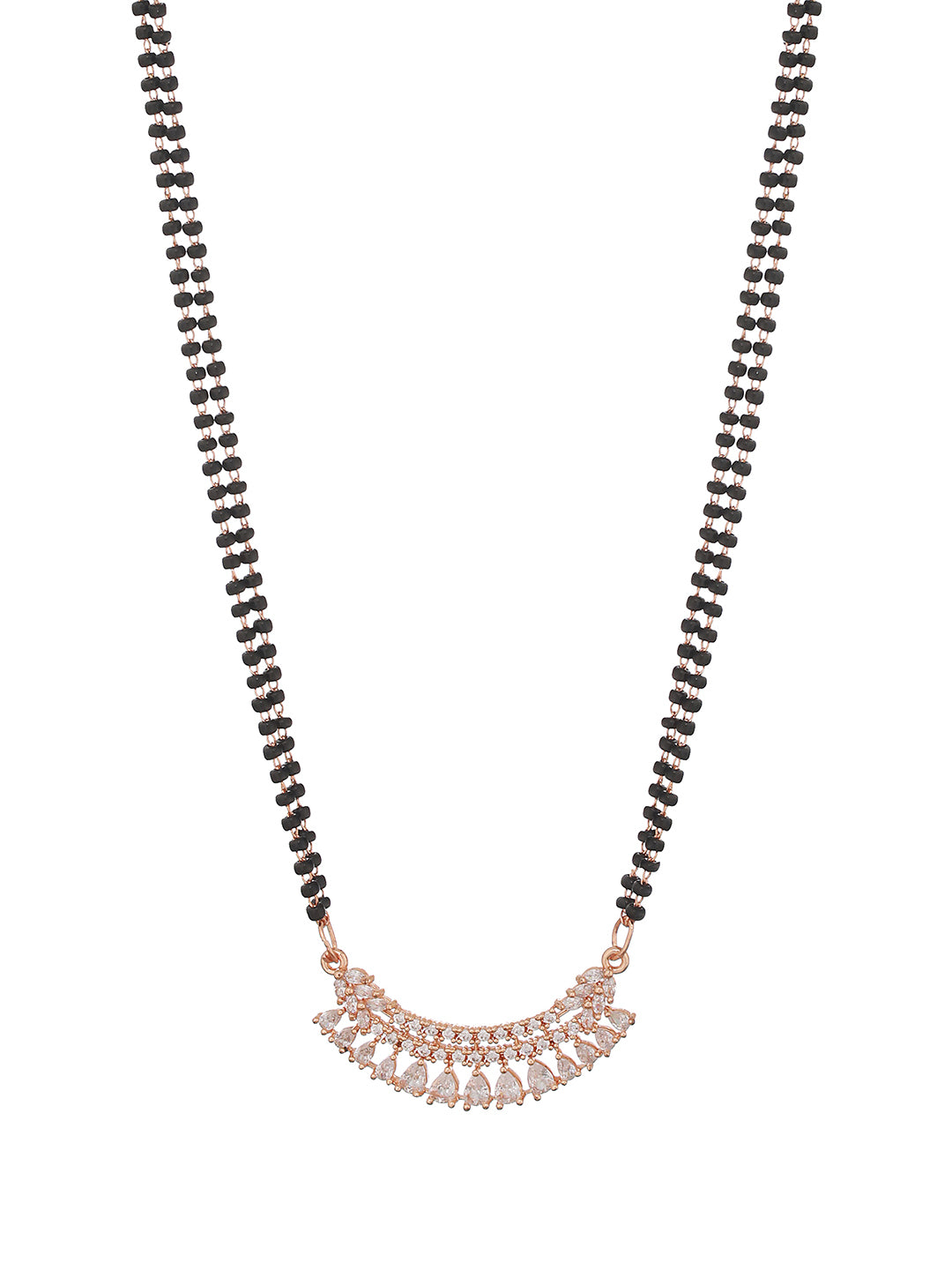 Rose Gold-Plated Ad-Studded & Beaded Mangal Sutra