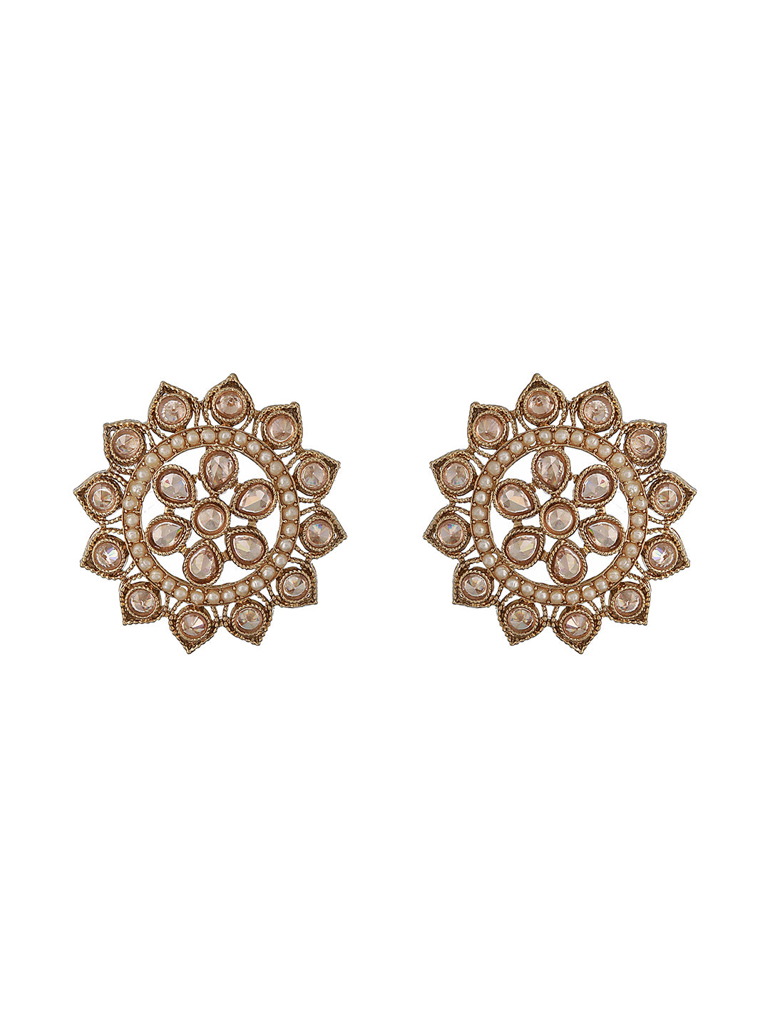 Gold-Plated Floral Stud Earrings - Jazzandsizzle