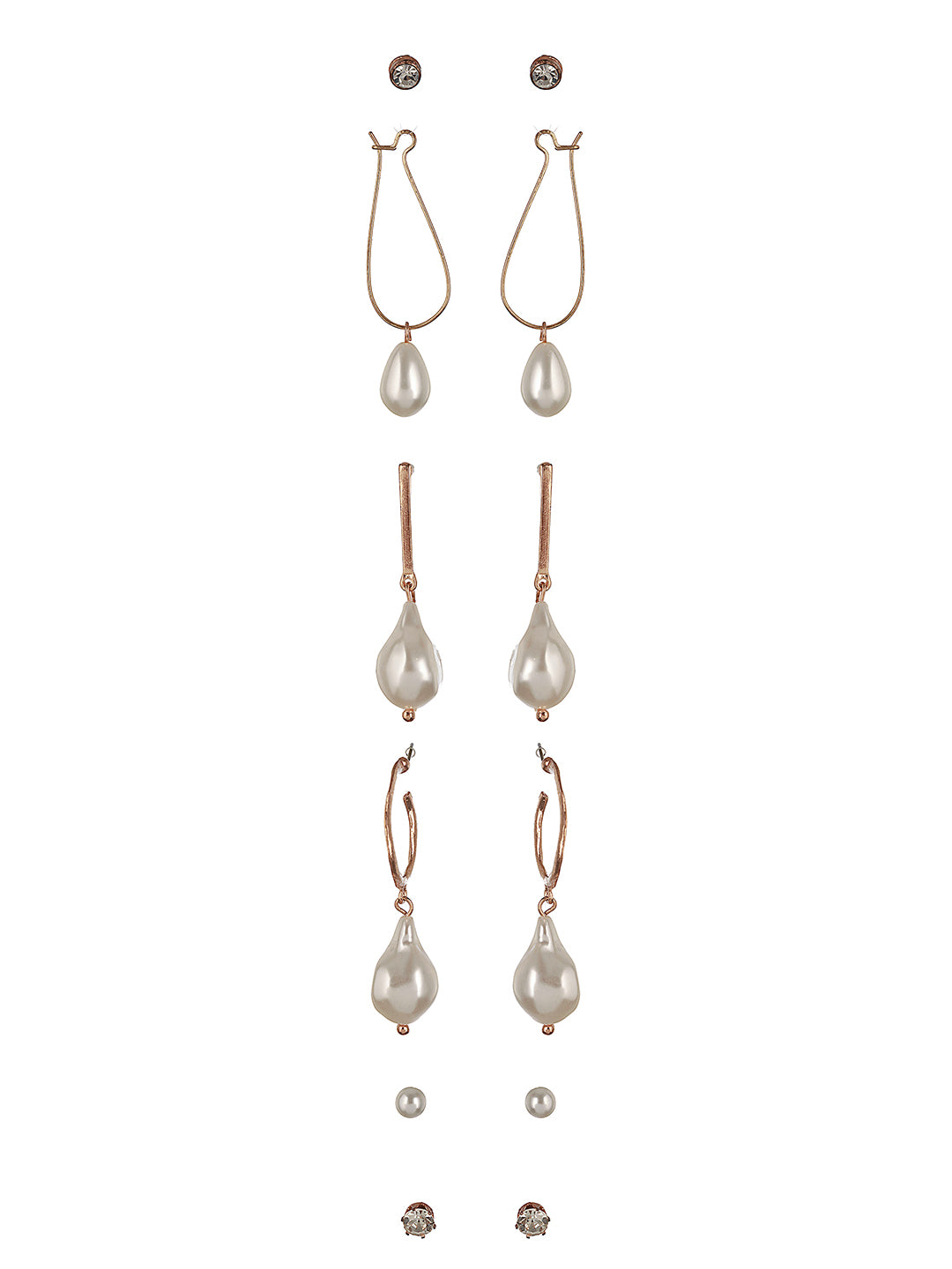 Set of 6 Gold-Plated Pearl Drop Earrings - Jazzandsizzle