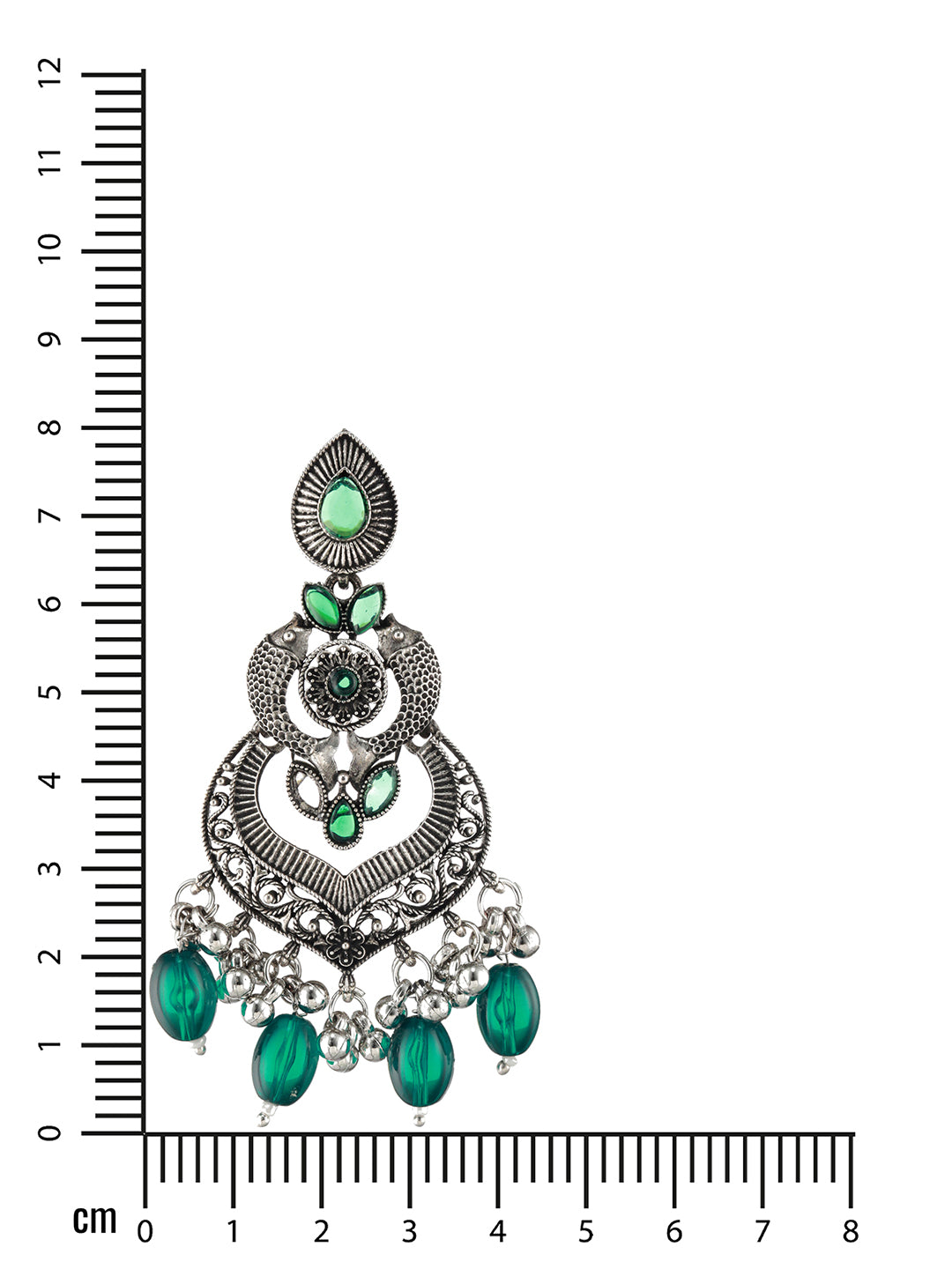 Green Silver-Plated Kundan Studded Fish Shaped Chandbalis - Jazzandsizzle