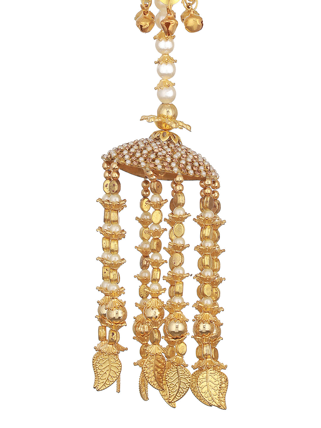 Set of 2 Gold-Plated Stone-Studded & Beaded Kaleera Secured with drawstring closure. - Jazzandsizzle