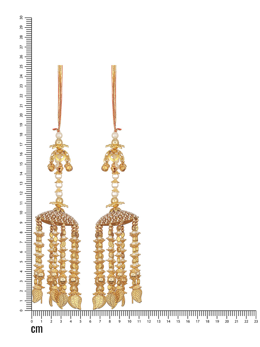 Set of 2 Gold-Plated Stone-Studded & Beaded Kaleera Secured with drawstring closure. - Jazzandsizzle