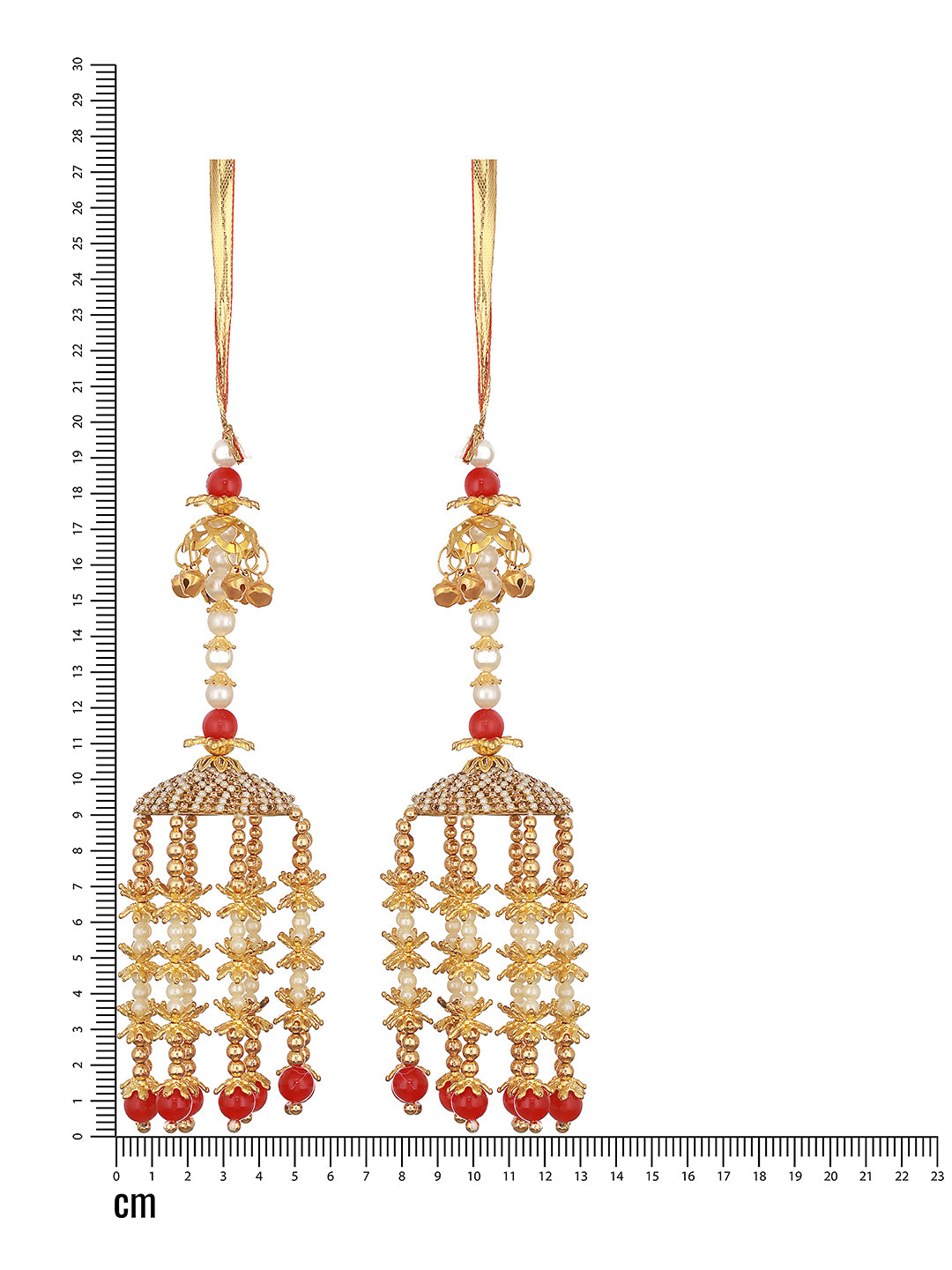 Set of 2 Gold-Plated Stone-Studded & Beaded Kaleera Secured with drawstring closure. - Jazzandsizzle