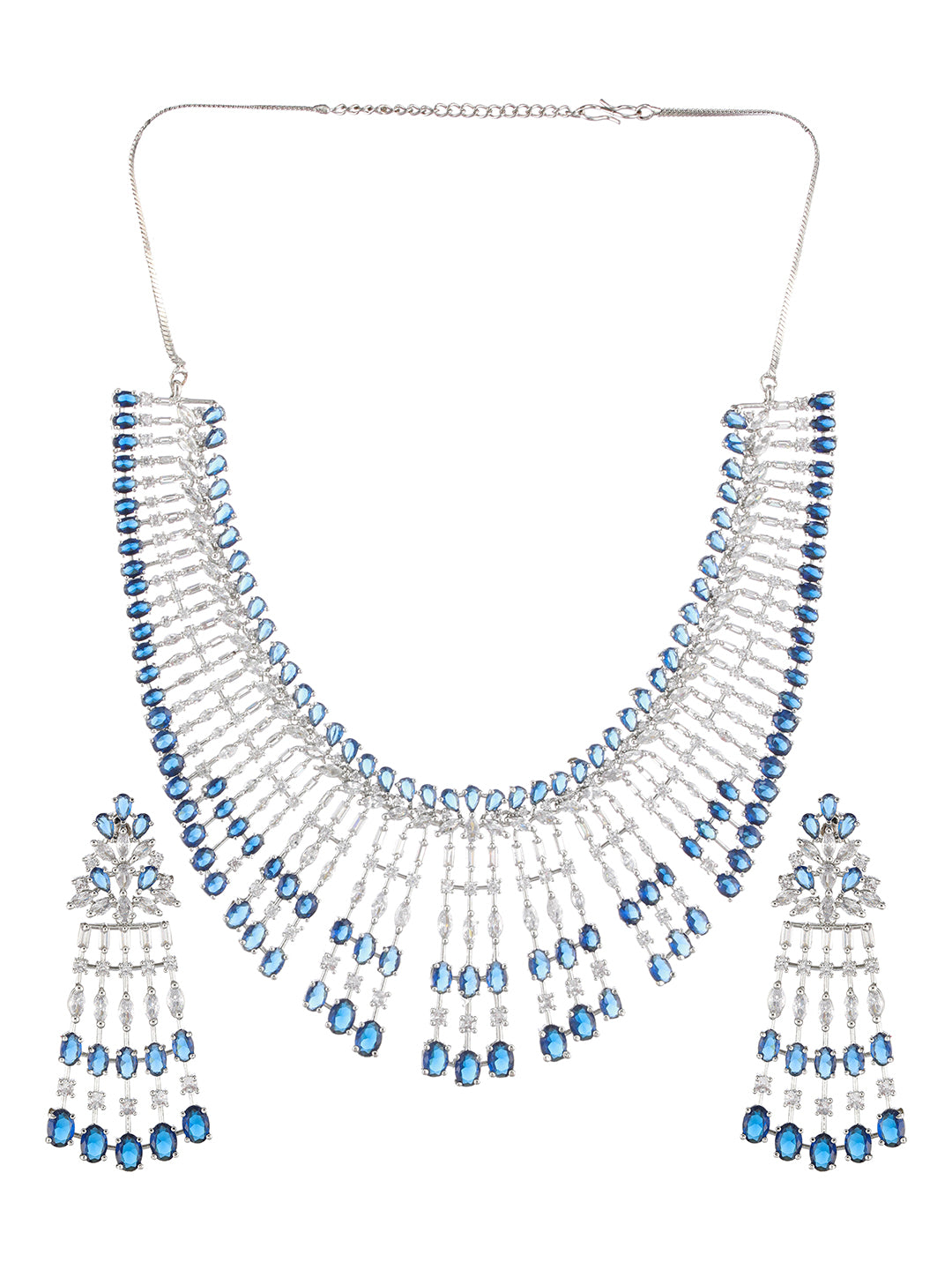 Rhodium-Plated AD-Studded & Beaded Jewellery Set - Jazzandsizzle