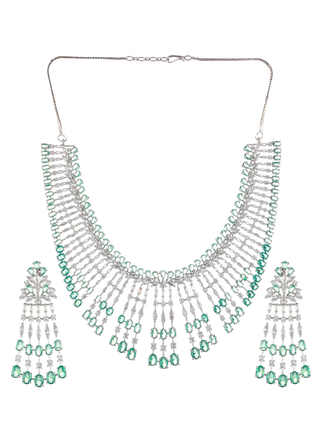 Silver-Plated AD Stone-Studded Layered Jewellery Set - Jazzandsizzle