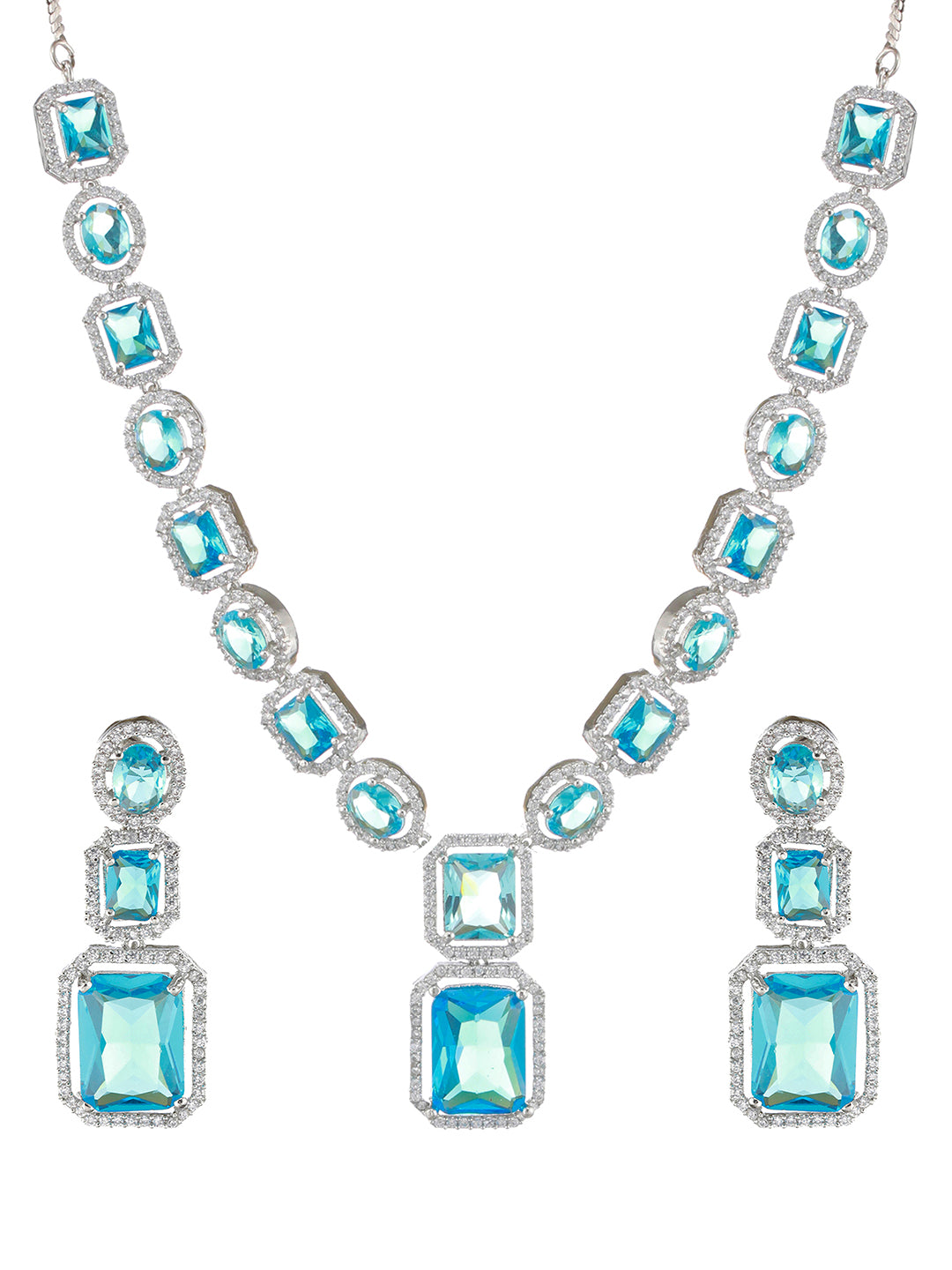 Sliver-Plated & AD Studded Jewellery Set - Jazzandsizzle