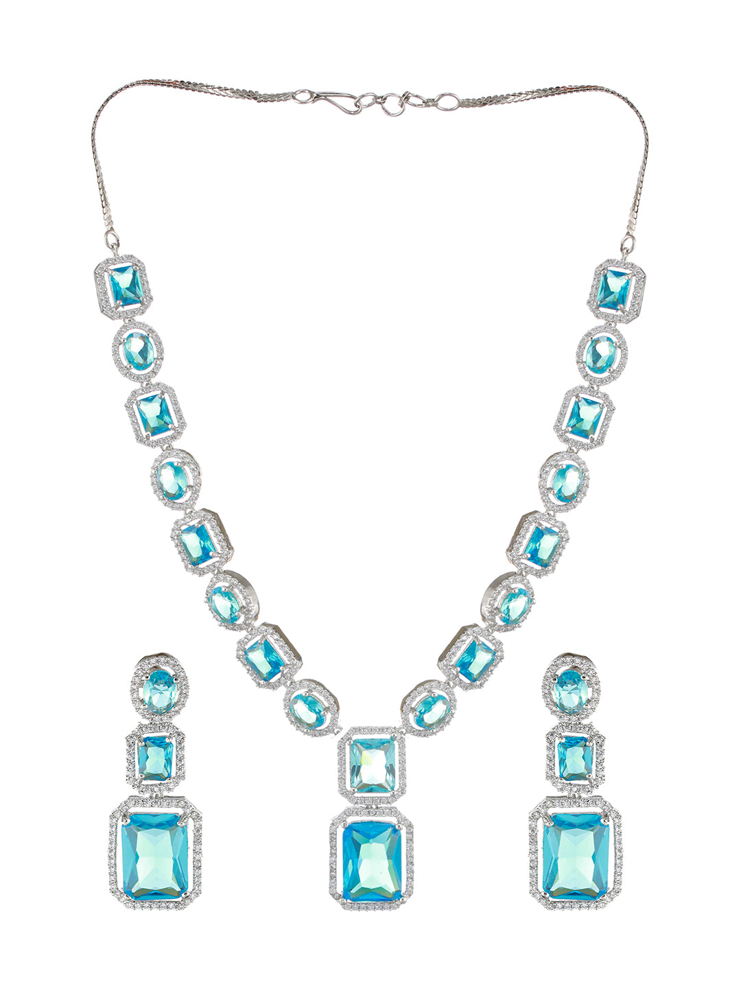 Sliver-Plated & AD Studded Jewellery Set - Jazzandsizzle