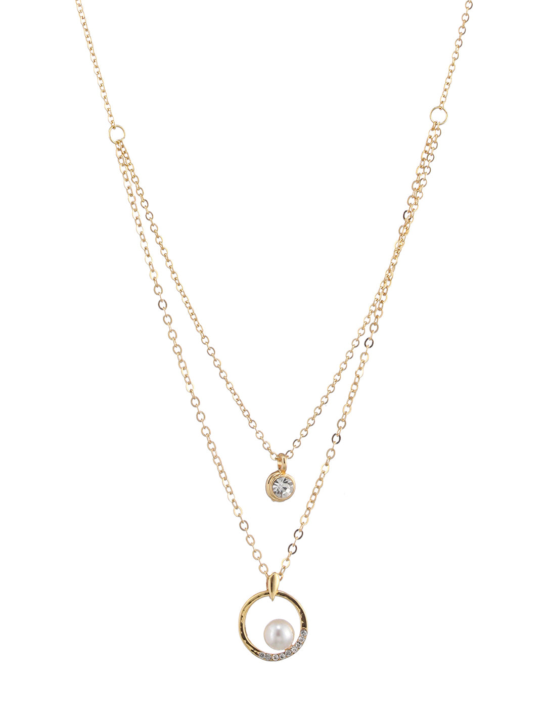 Gold-Plated Cubic Zirconia & Pearl Studed Layered Chain - Jazzandsizzle