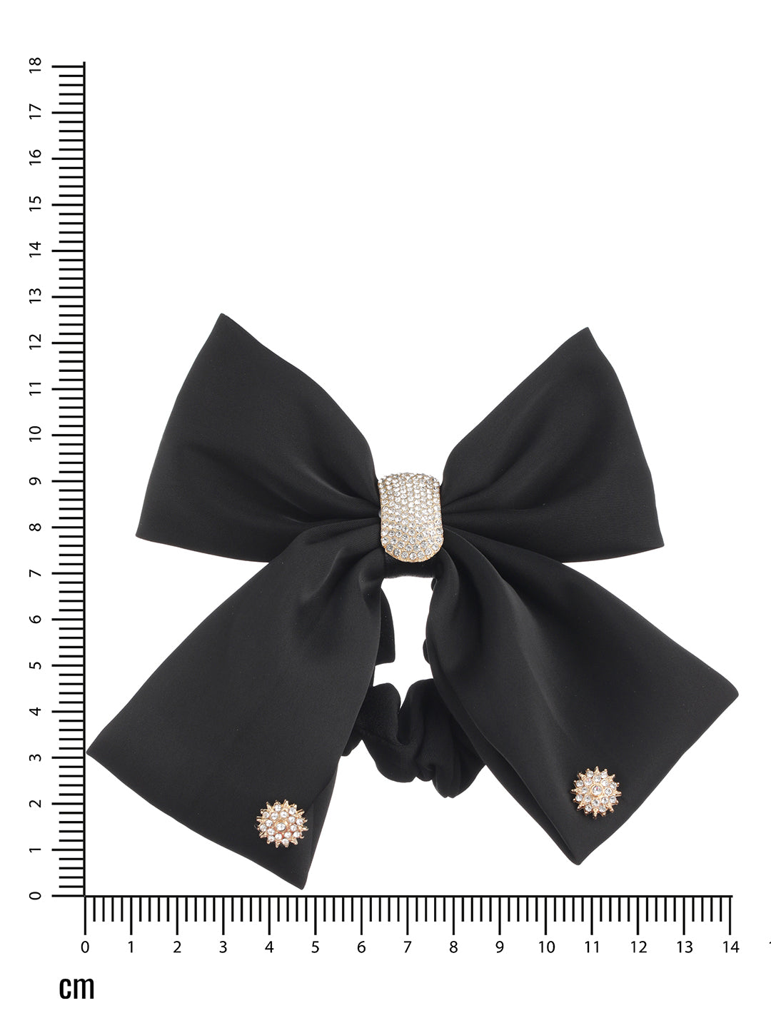 Women Black CZ Studded Embellished Ponytail Holder - Jazzandsizzle