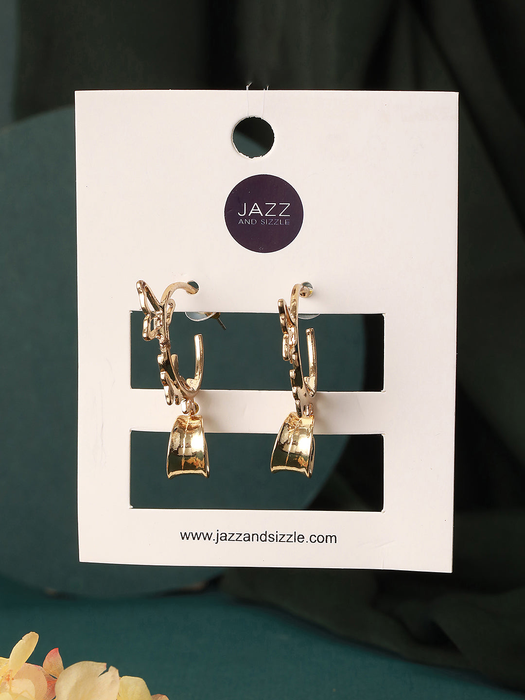 Set of 2 Gold-Toned Butterfly Shaped Half Hoop Earrings - Jazzandsizzle