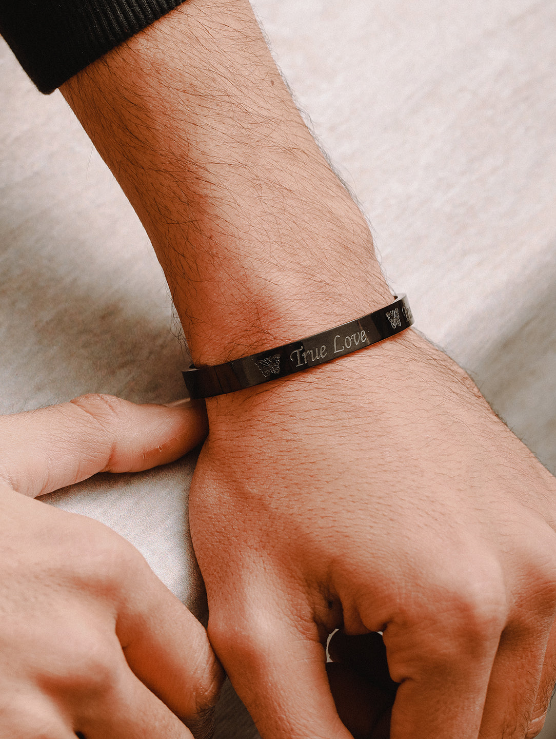 Men'S Men Black Stainless Steel True Love Kada Bracelet