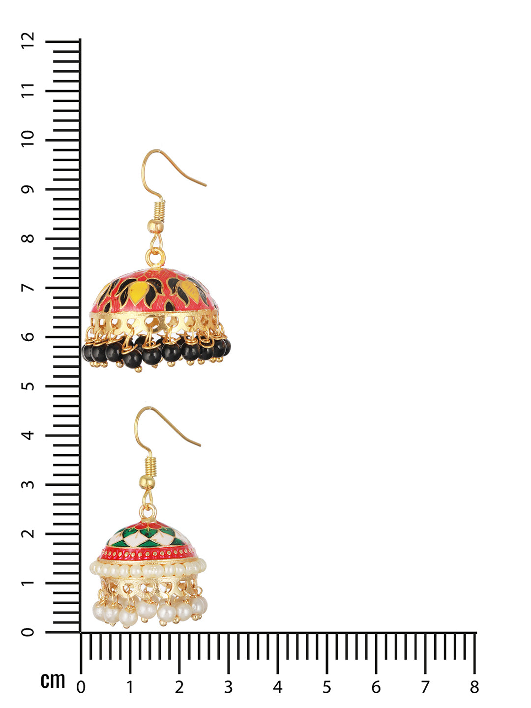 Set OF 2 Pair Pink & White Gold Plated Meenakari Jhumkas Earrings - Jazzandsizzle